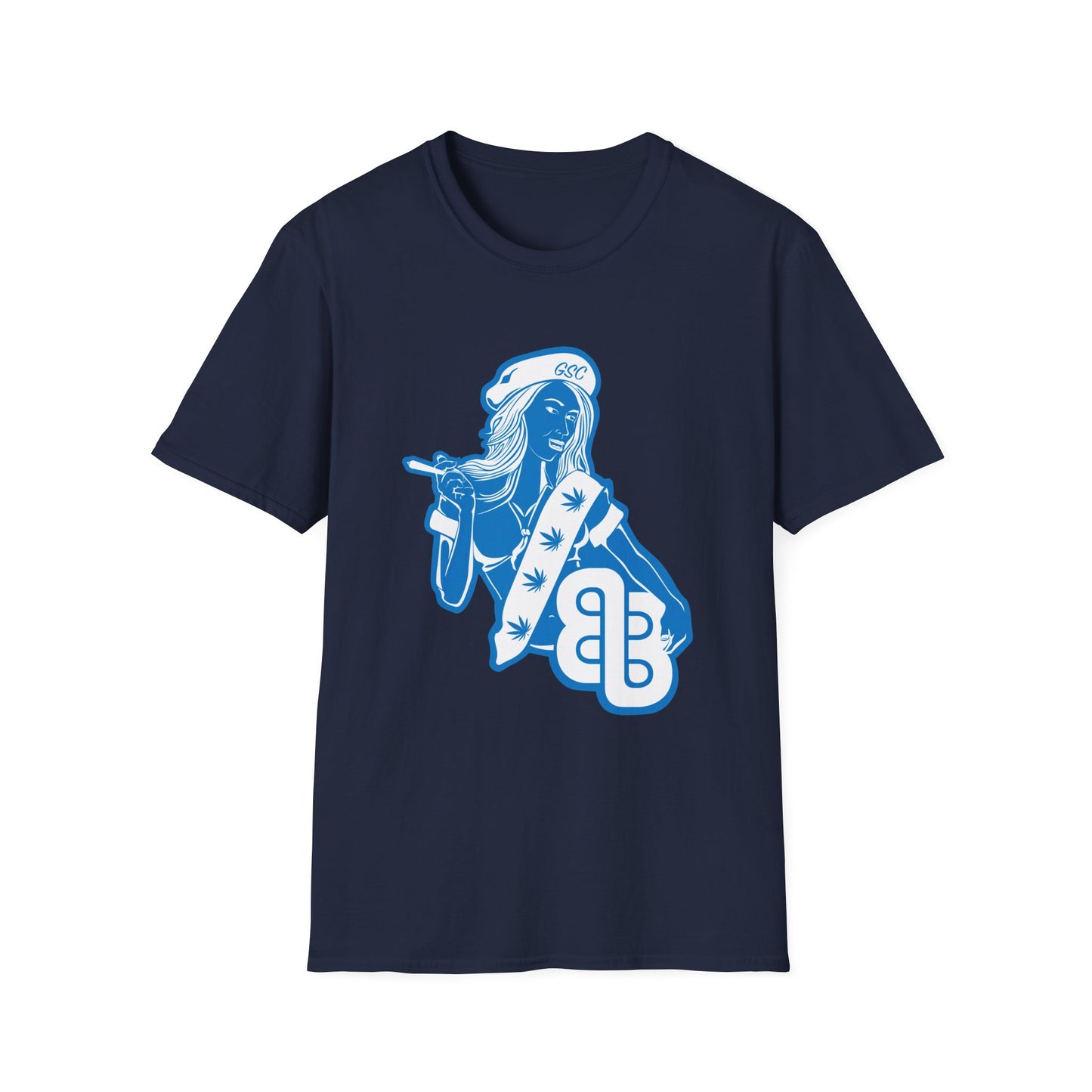 Sailor Babe Graphic T-Shirt — Blue Retro Pinup Tee