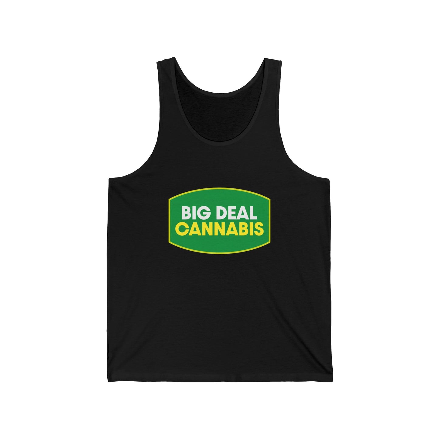 Cannabis Graphic Tank Top — "Big Deal Cannabis" Green Logo Tank