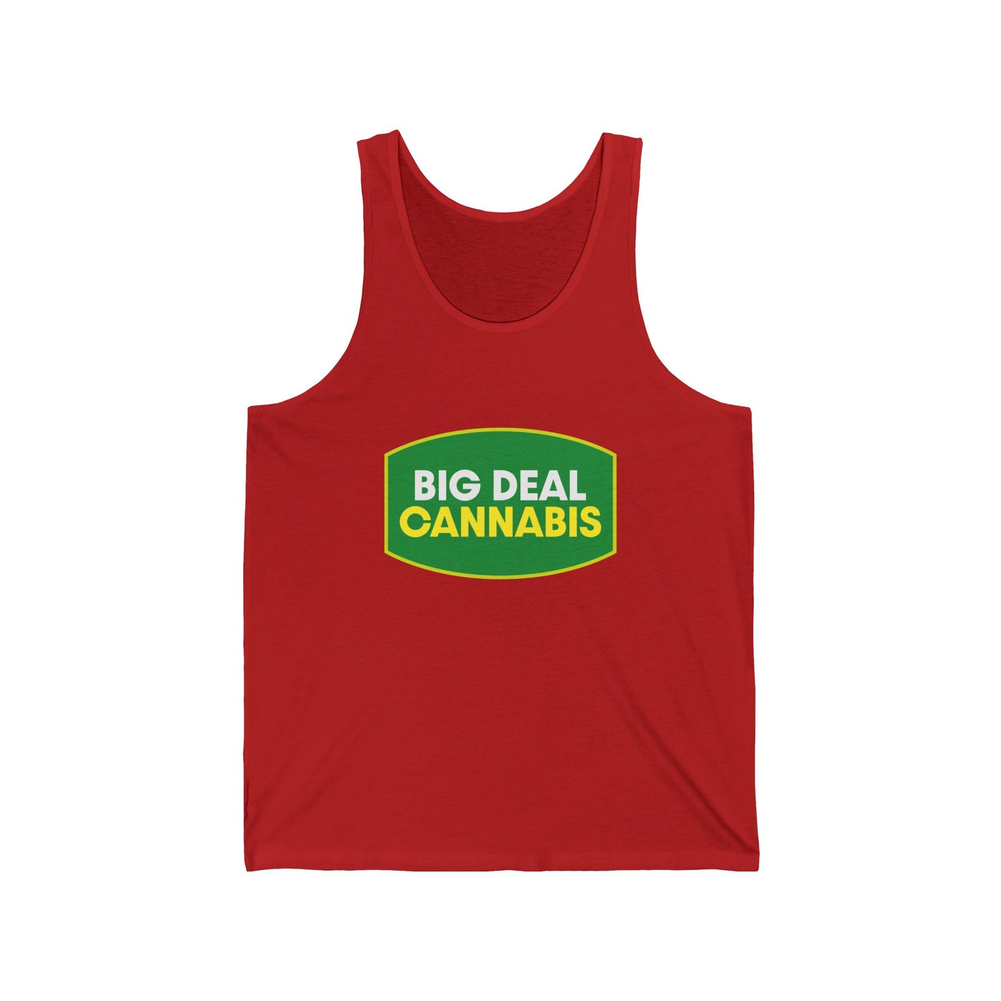 Cannabis Graphic Tank Top — "Big Deal Cannabis" Green Logo Tank
