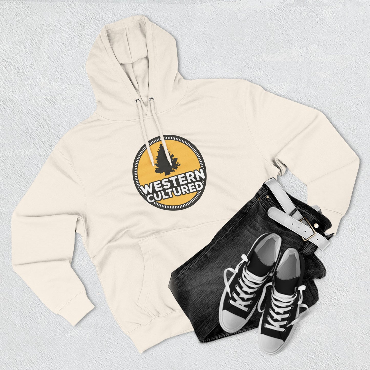 Western Cultured Hoodie — Retro Mountain Logo Pullover