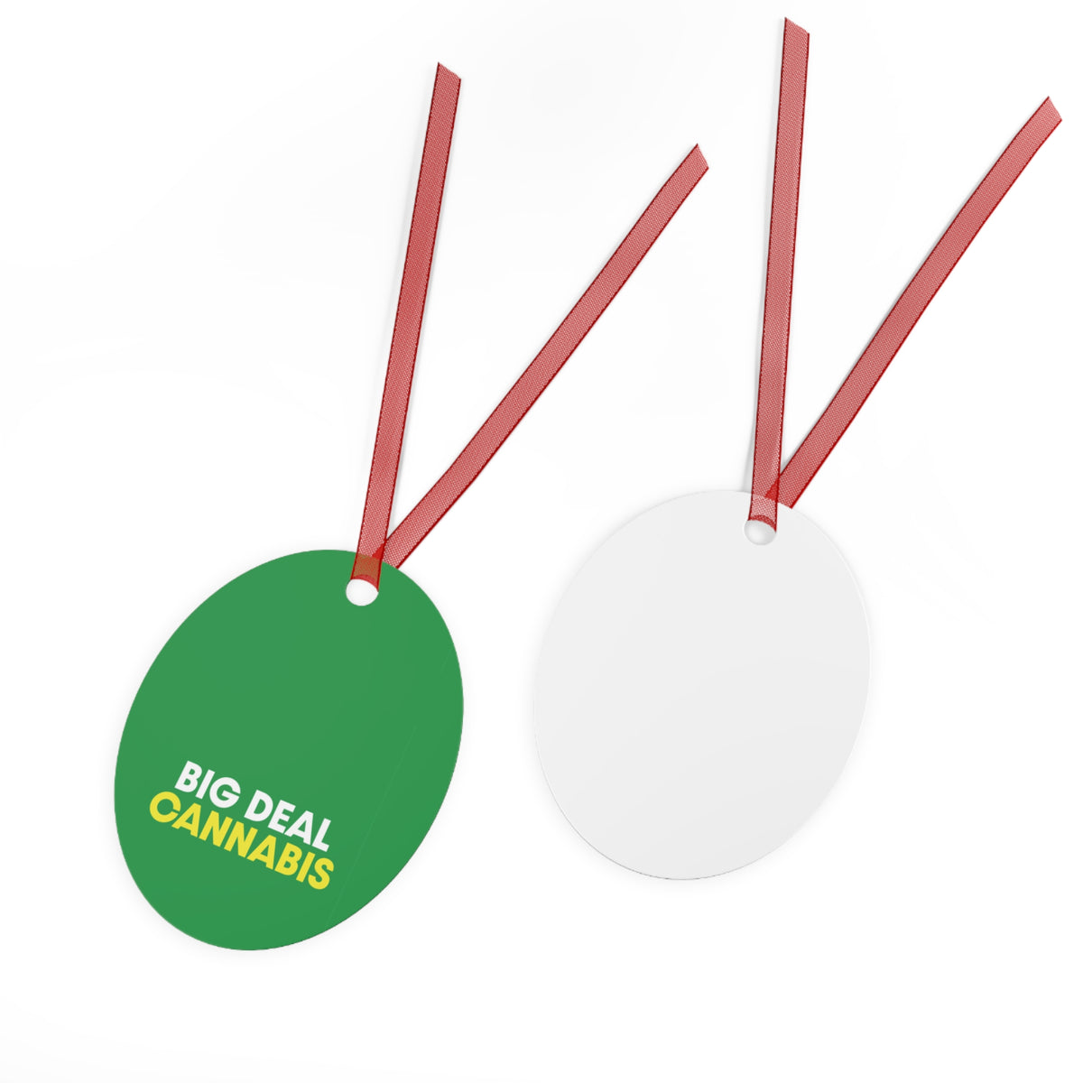 Metal Ornament – "Big Deal Cannabis" Green Bell Holiday Decoration