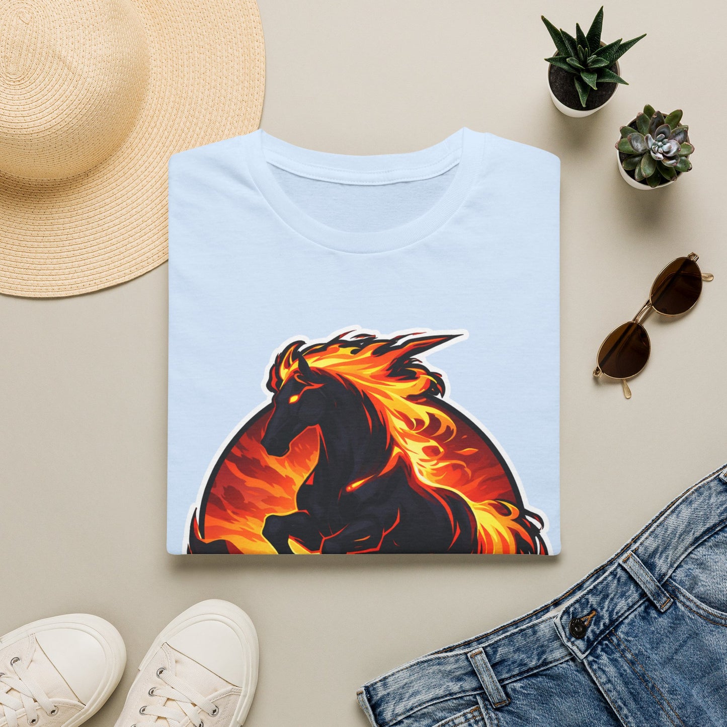 Flaming Stallion T-Shirt — "Red Mane" Graphic Tee