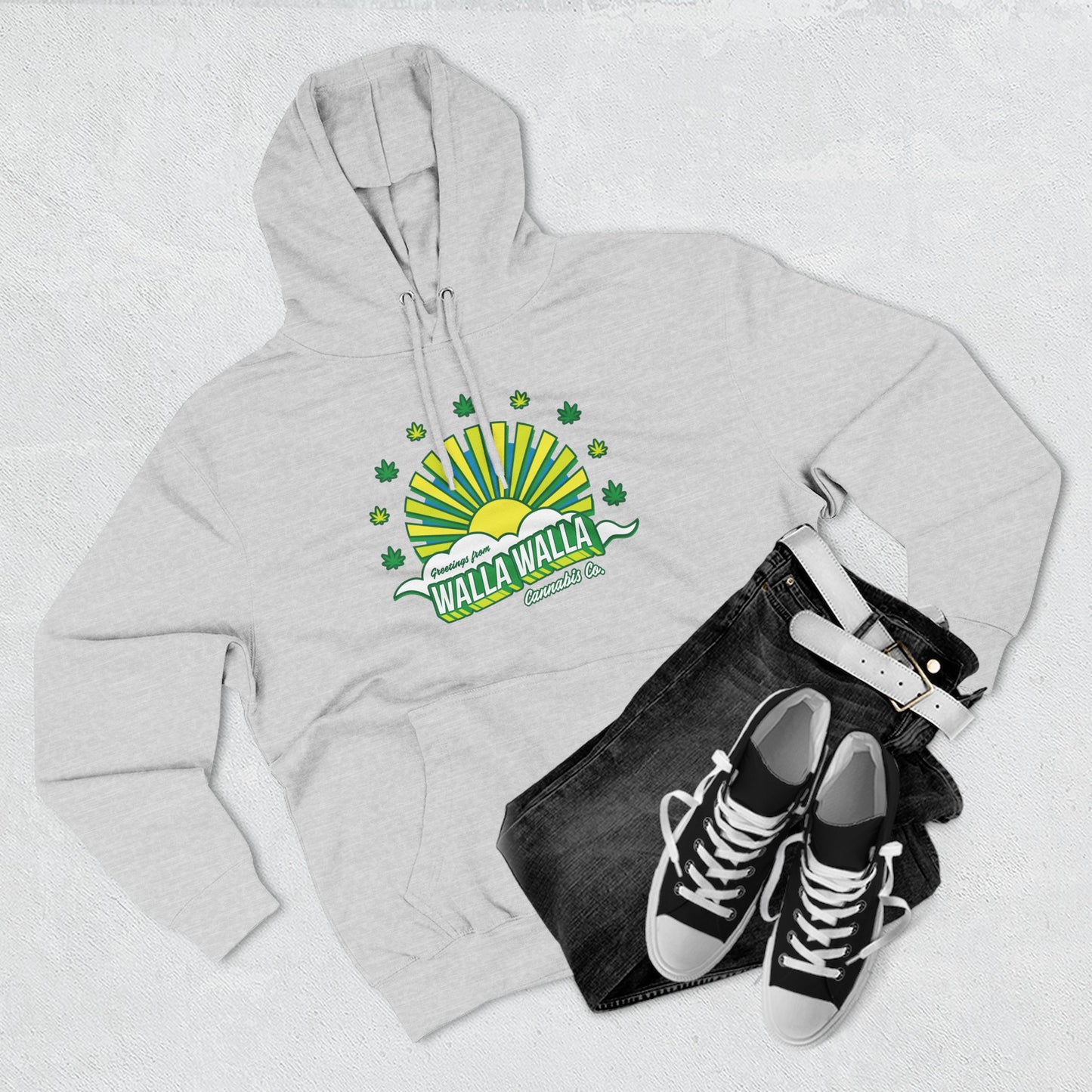 Walla Walla Sunrise Hoodie — Retro Sunburst Design