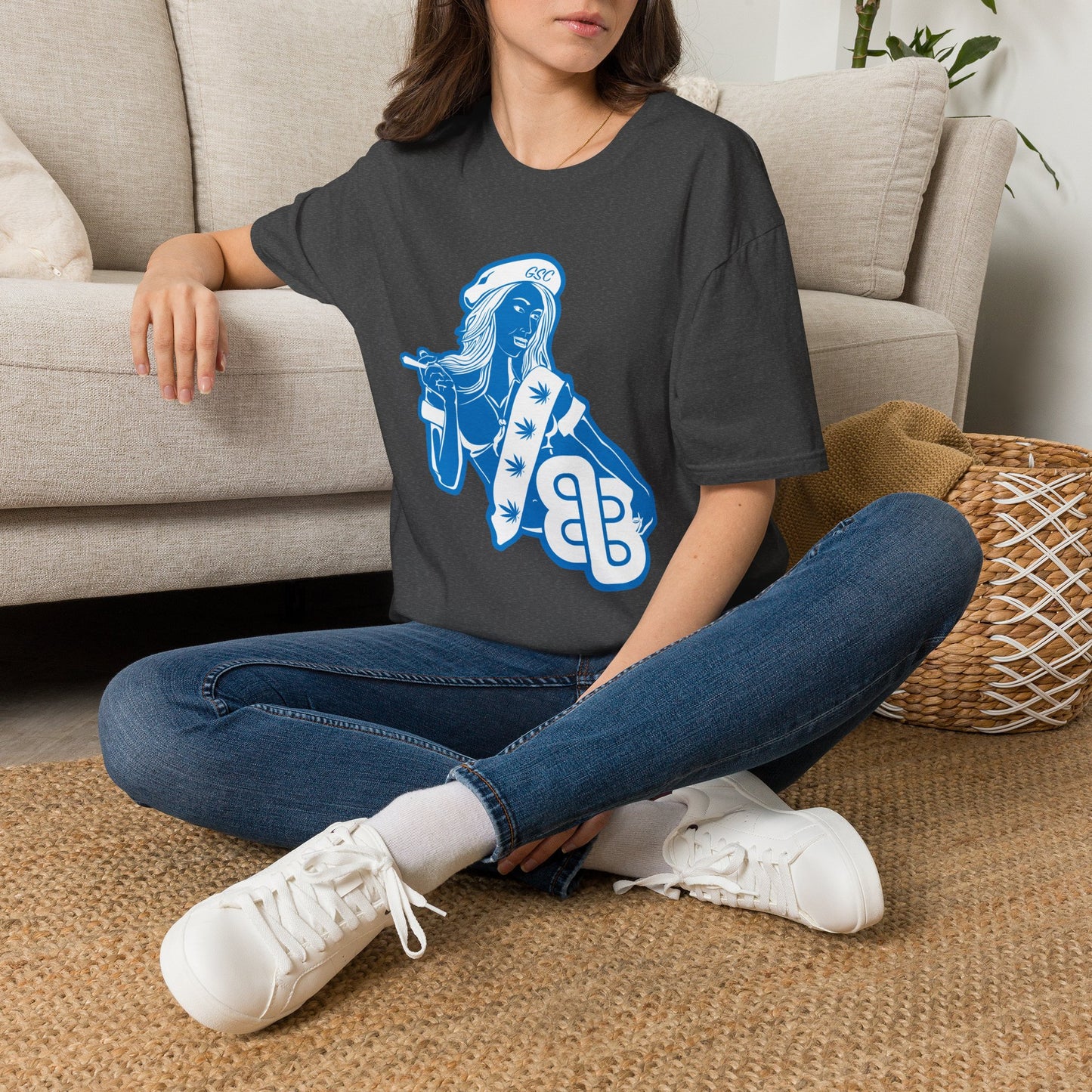 Sailor Babe Graphic T-Shirt — Blue Retro Pinup Tee