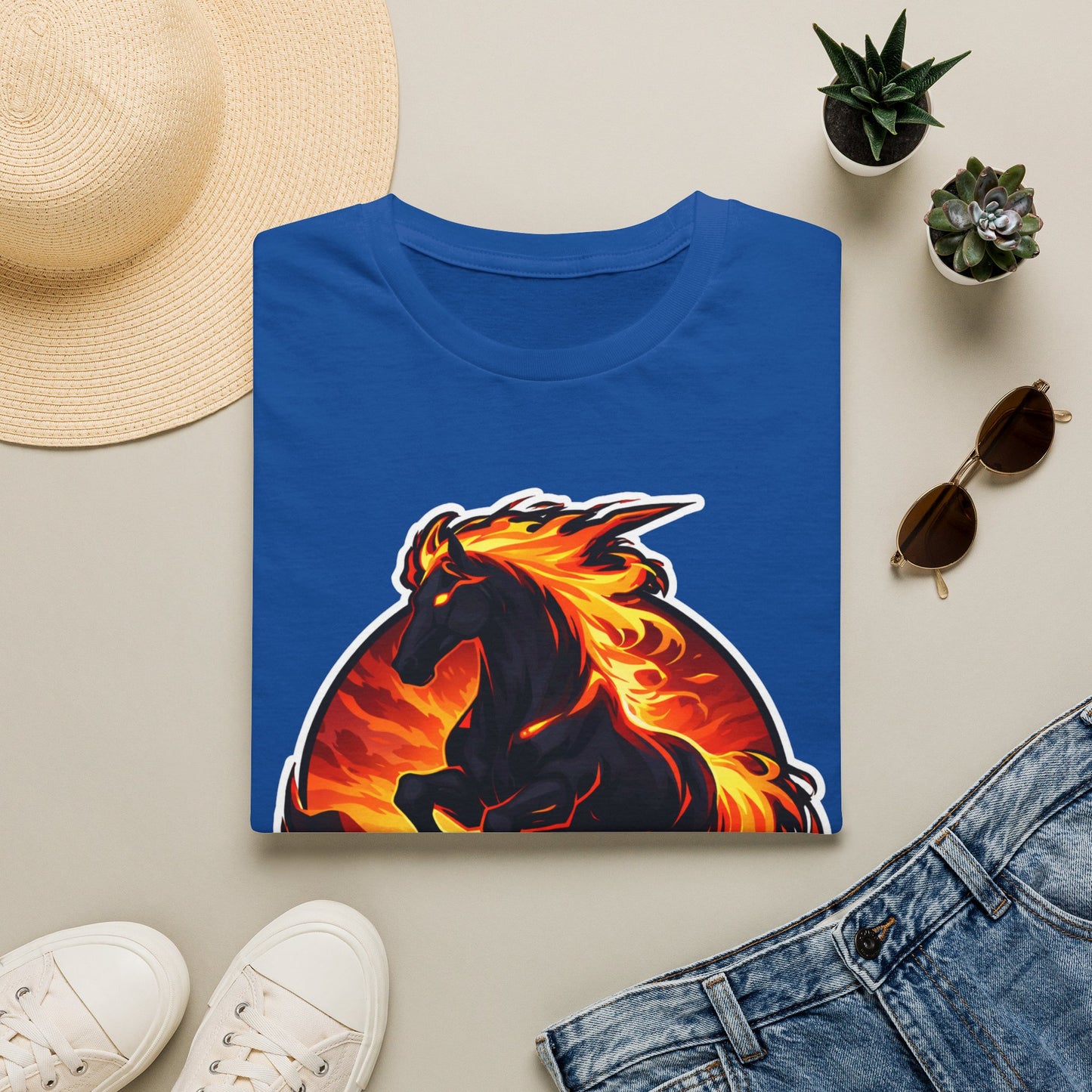 Flaming Stallion T-Shirt — "Red Mane" Graphic Tee