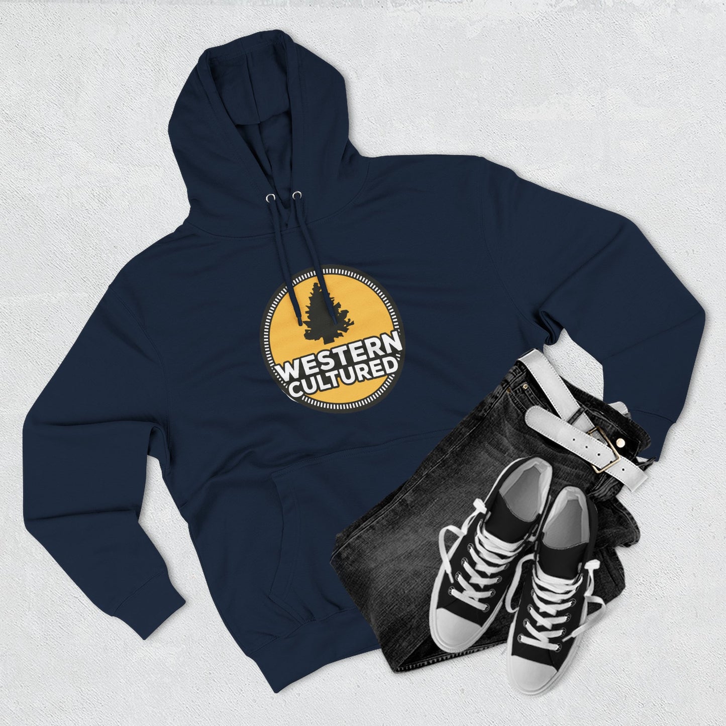 Western Cultured Hoodie — Retro Mountain Logo Pullover