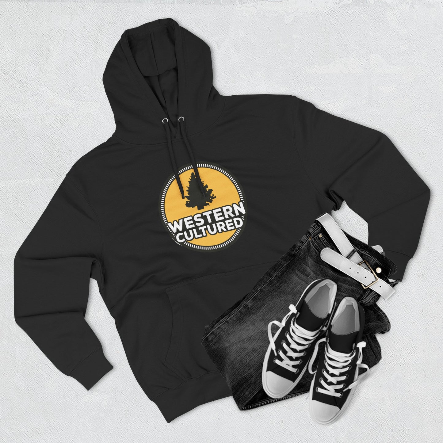 Western Cultured Hoodie — Retro Mountain Logo Pullover