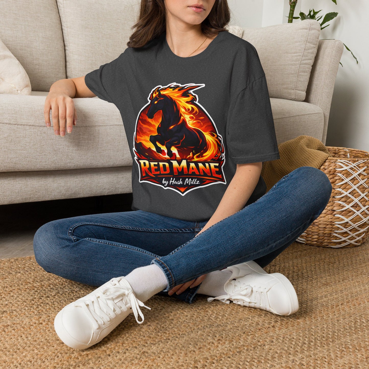 Flaming Stallion T-Shirt — "Red Mane" Graphic Tee