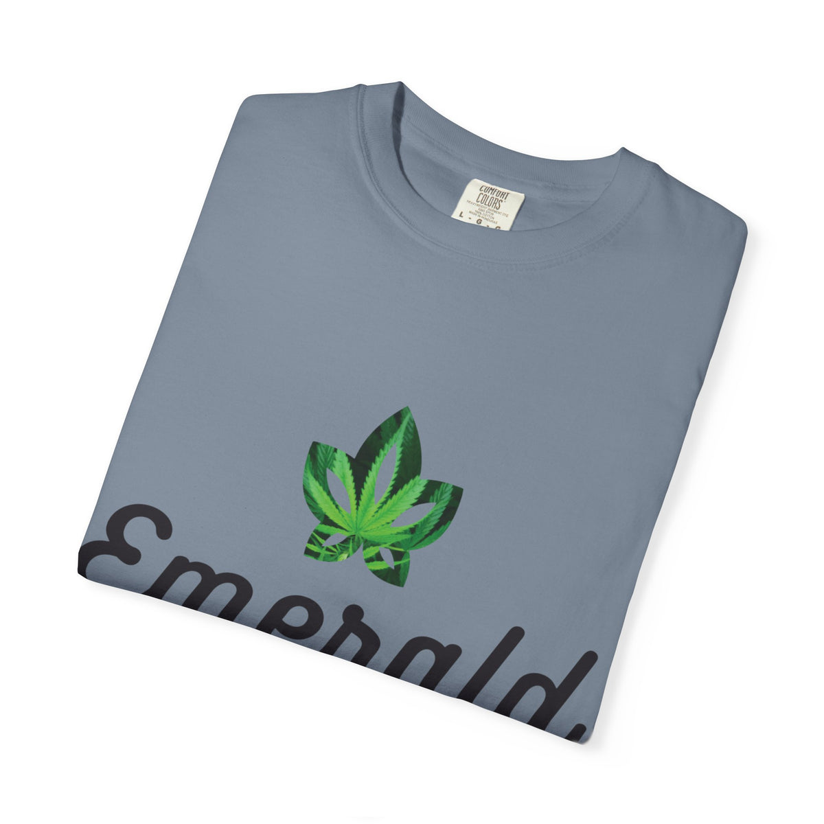 Emerald Twist T-Shirt — Retro Script Tee with Green Leaf Logo