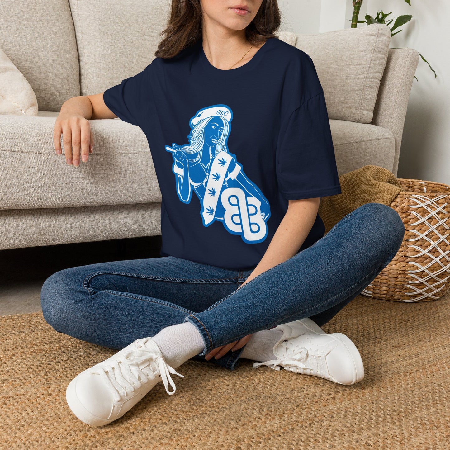 Sailor Babe Graphic T-Shirt — Blue Retro Pinup Tee