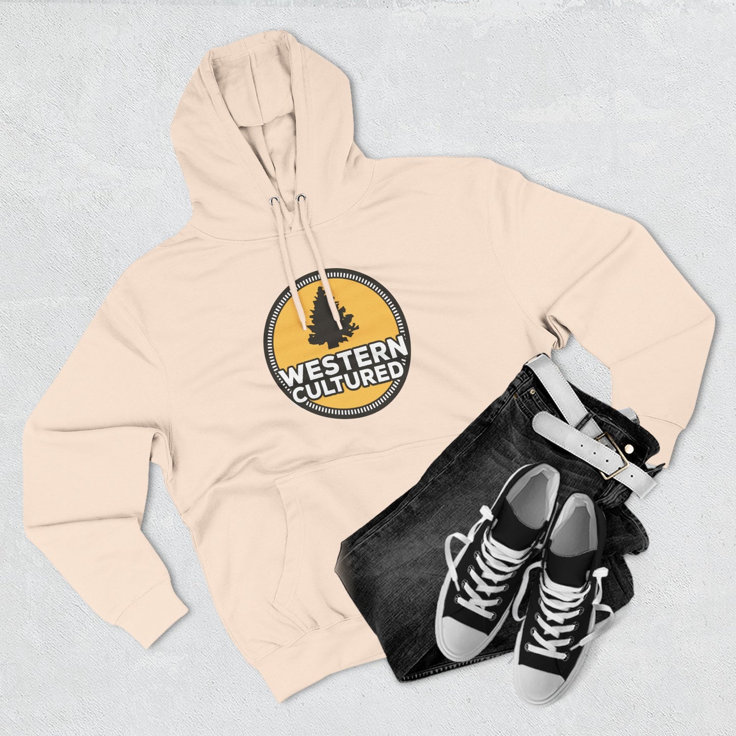 Western Cultured Hoodie — Retro Mountain Logo Pullover