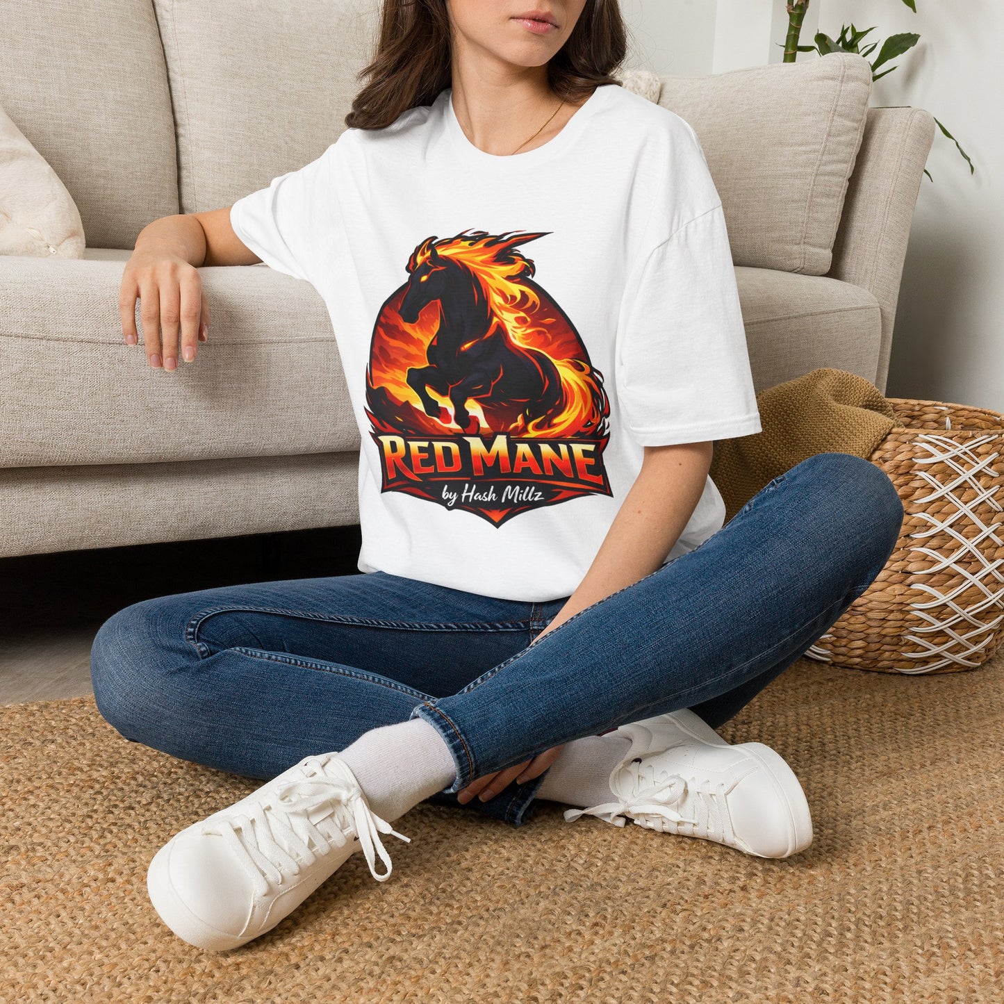 Flaming Stallion T-Shirt — "Red Mane" Graphic Tee