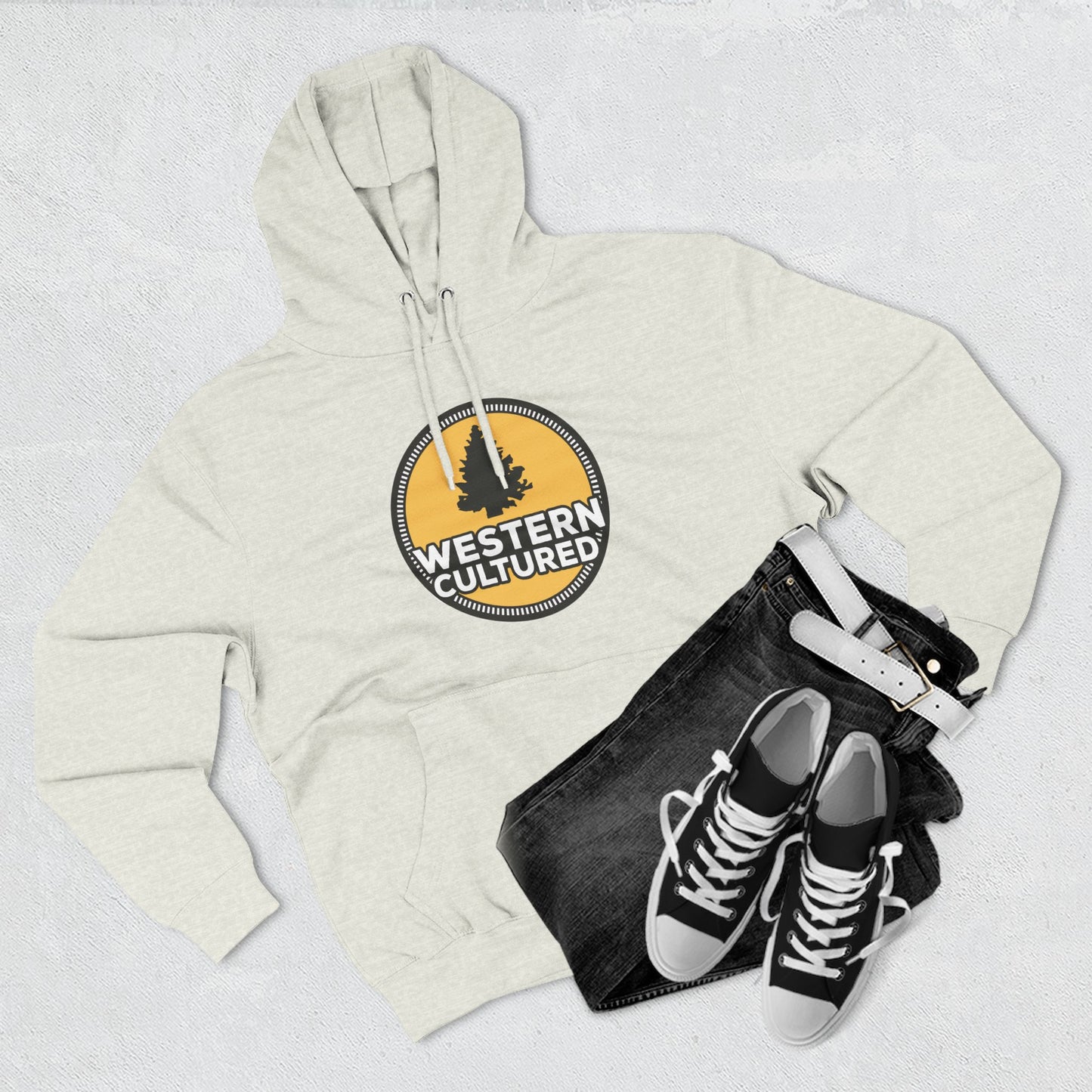 Western Cultured Hoodie — Retro Mountain Logo Pullover