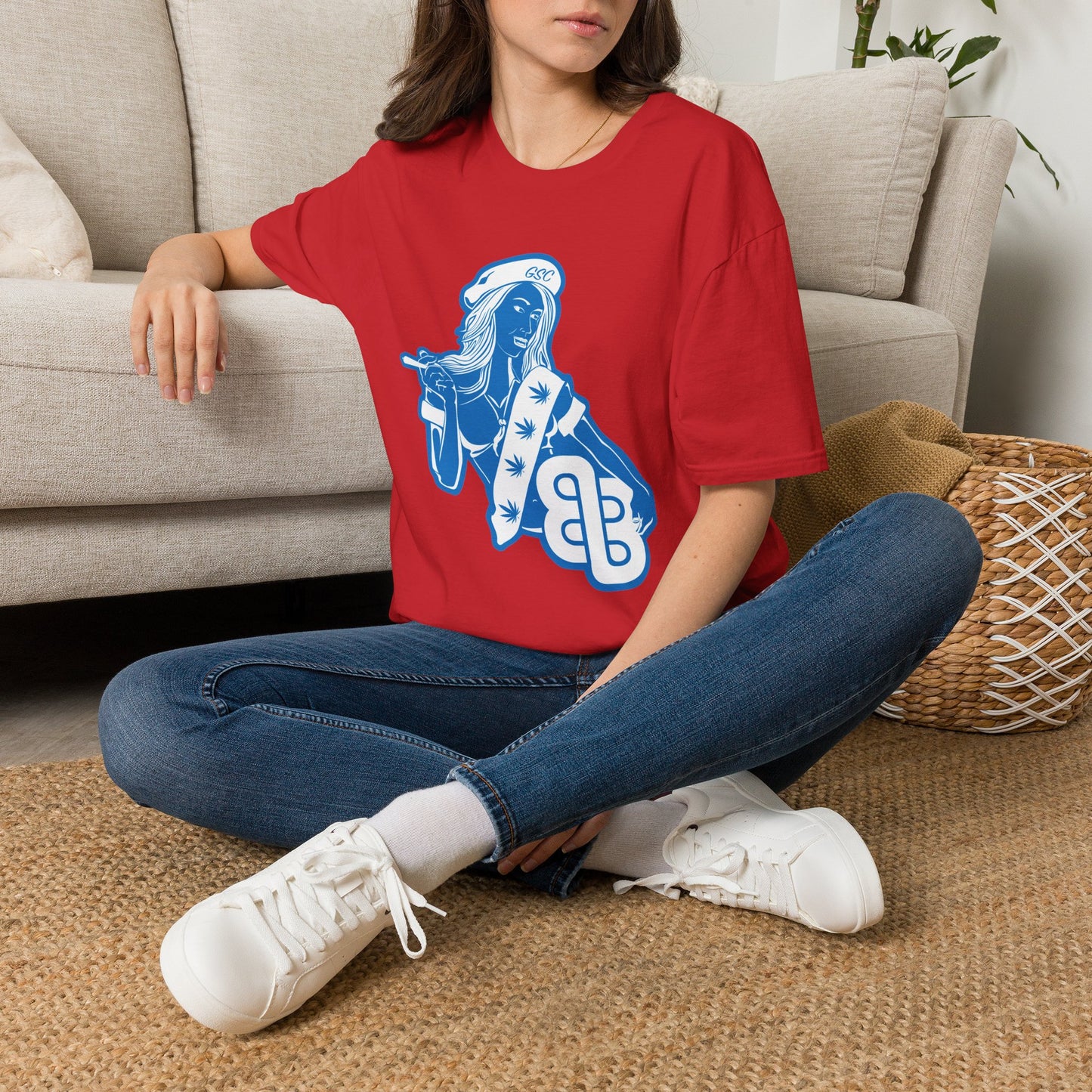 Sailor Babe Graphic T-Shirt — Blue Retro Pinup Tee