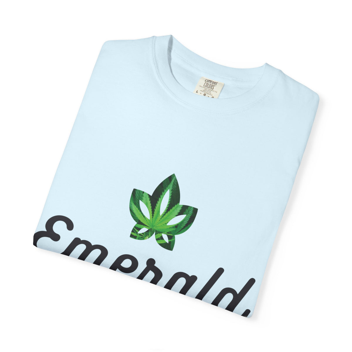 Emerald Twist T-Shirt — Retro Script Tee with Green Leaf Logo