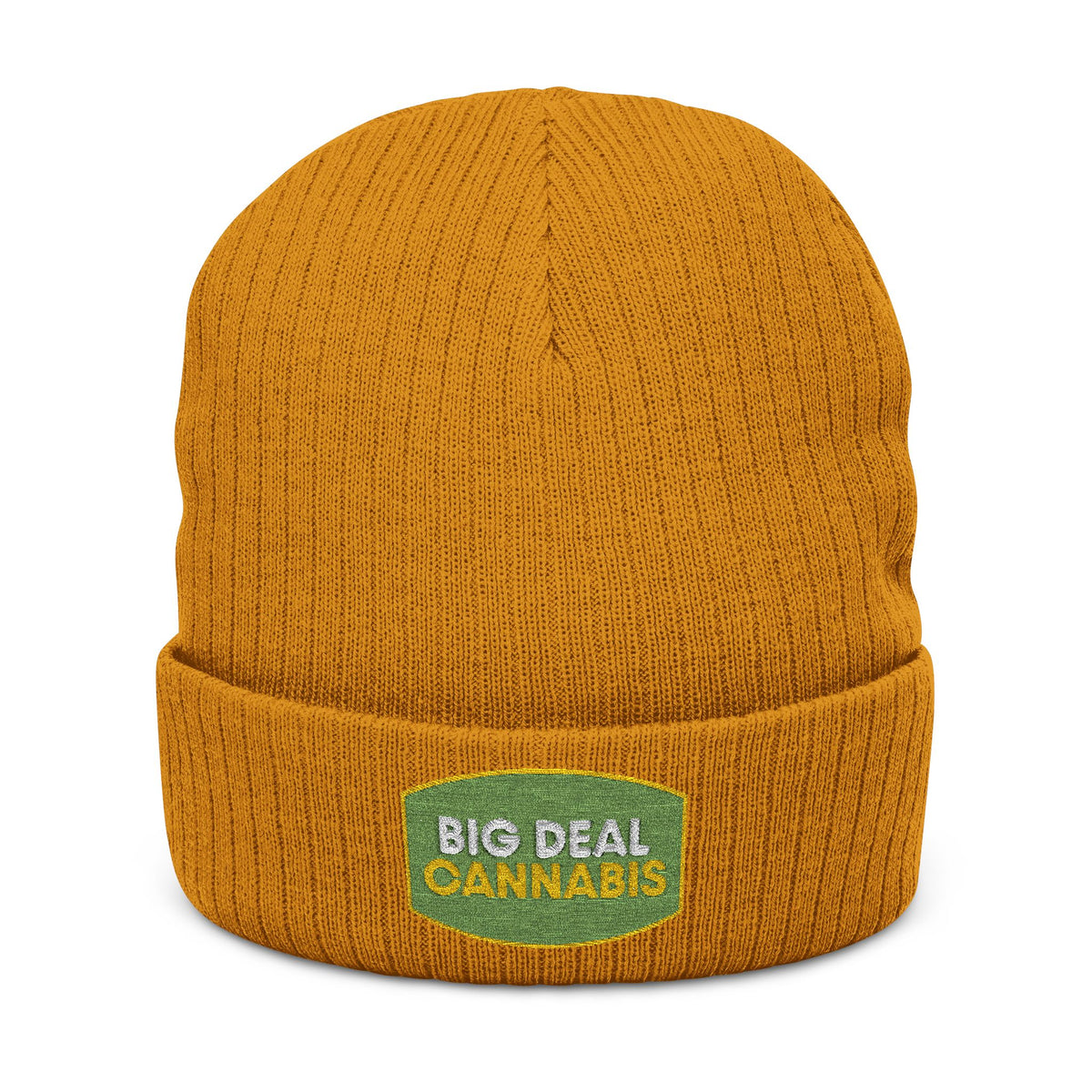 Embroidered 'Big Deal Cannabis' Ribbed Knit Beanie — Cozy Winter Cannabis Hat
