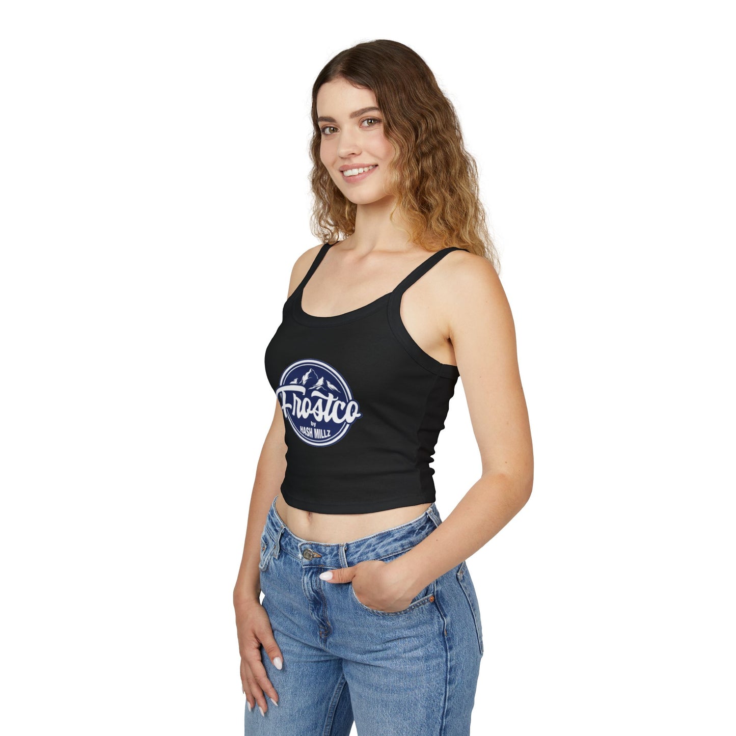 Spaghetti Tank Top - 'Frostrco' Mountain Logo Crop