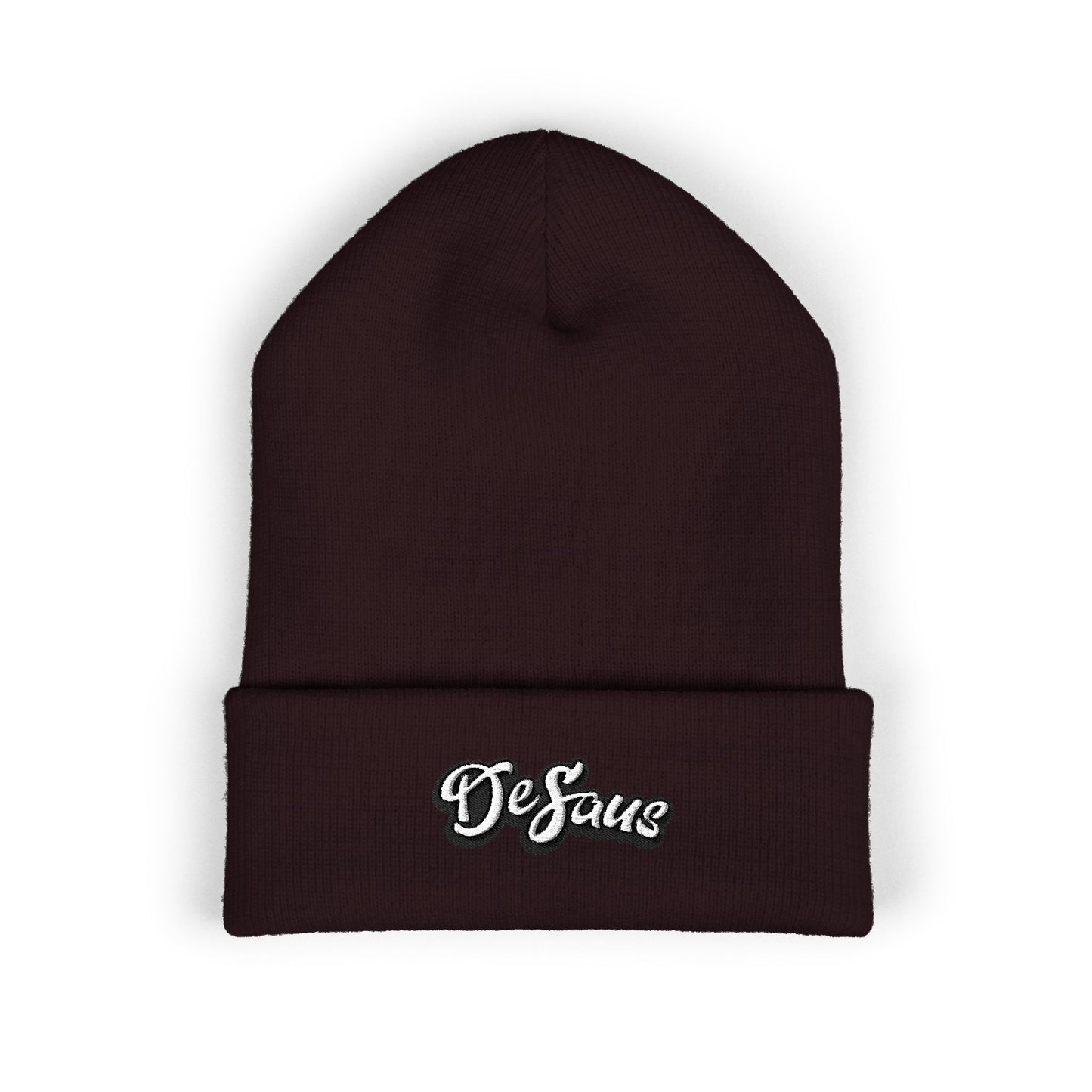 Embroidered 'DeSaus' Cuffed Beanie — Classic Knit Winter Hat