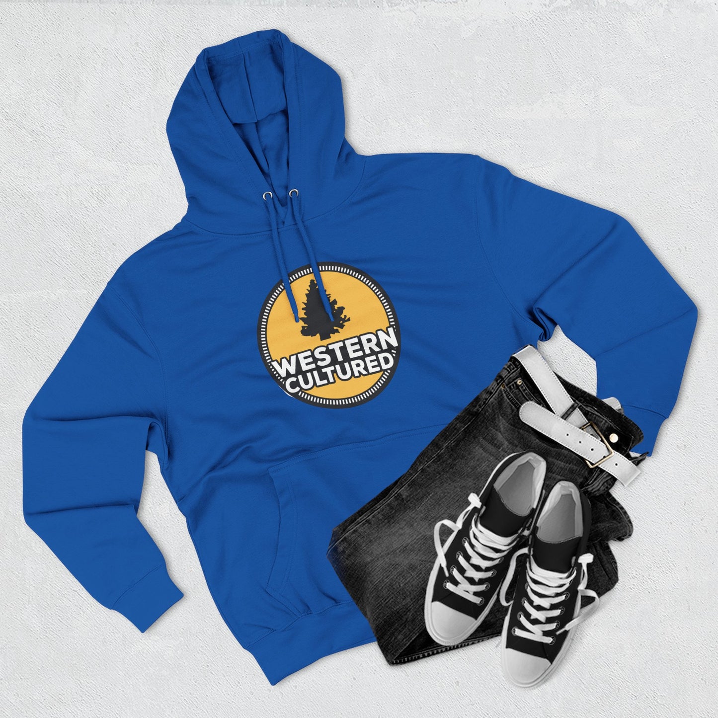 Western Cultured Hoodie — Retro Mountain Logo Pullover