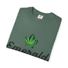 Emerald Twist T-Shirt — Retro Script Tee with Green Leaf Logo
