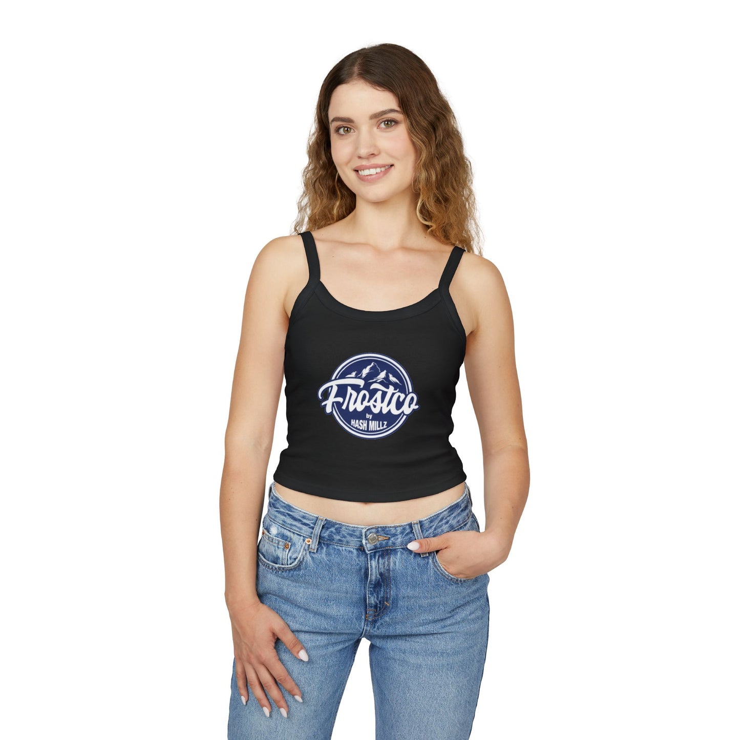 Spaghetti Tank Top - 'Frostrco' Mountain Logo Crop