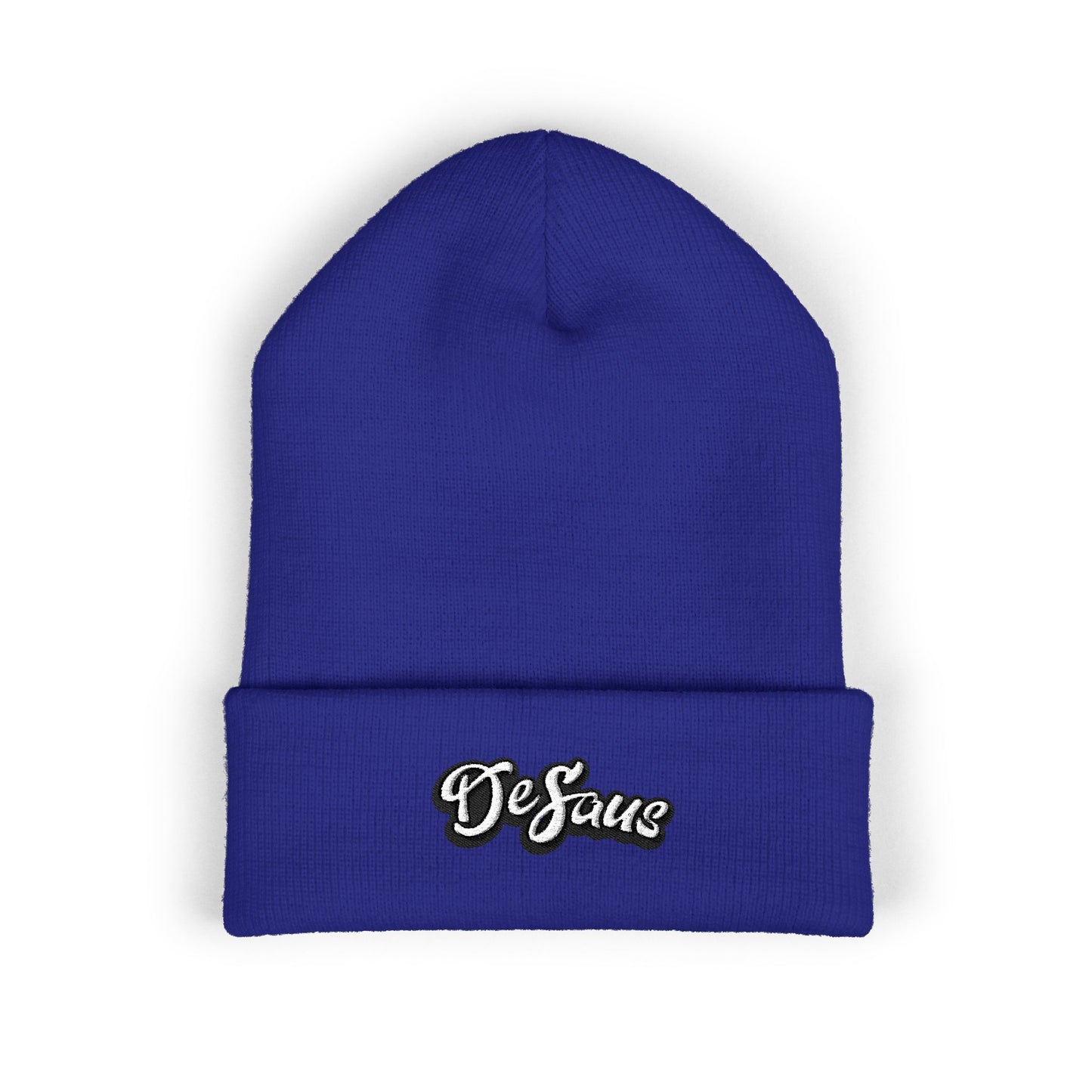 Embroidered 'DeSaus' Cuffed Beanie — Classic Knit Winter Hat