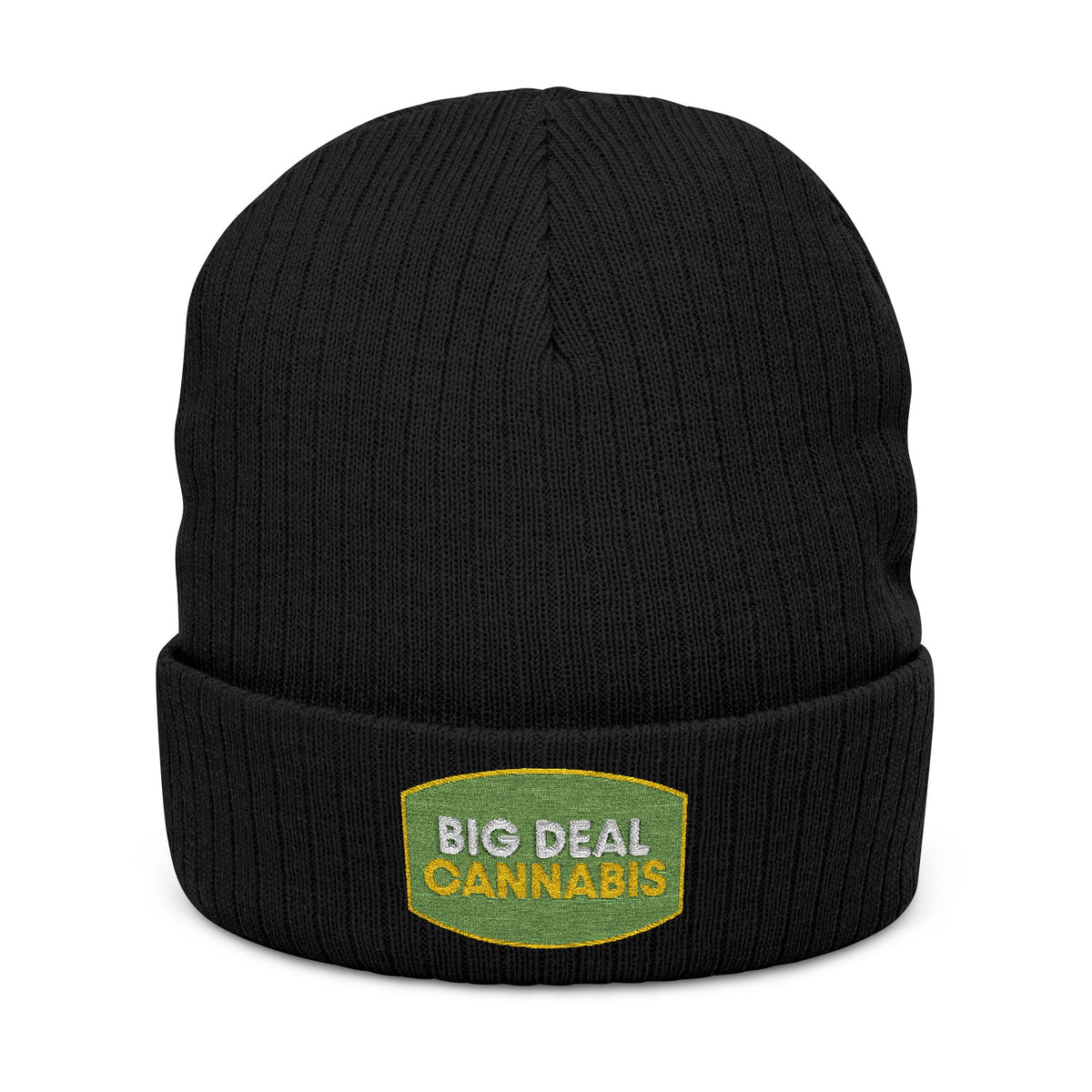 Embroidered 'Big Deal Cannabis' Ribbed Knit Beanie — Cozy Winter Cannabis Hat