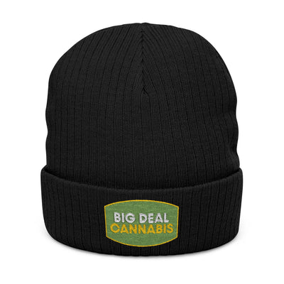 Embroidered 'Big Deal Cannabis' Ribbed Knit Beanie — Cozy Winter Cannabis Hat