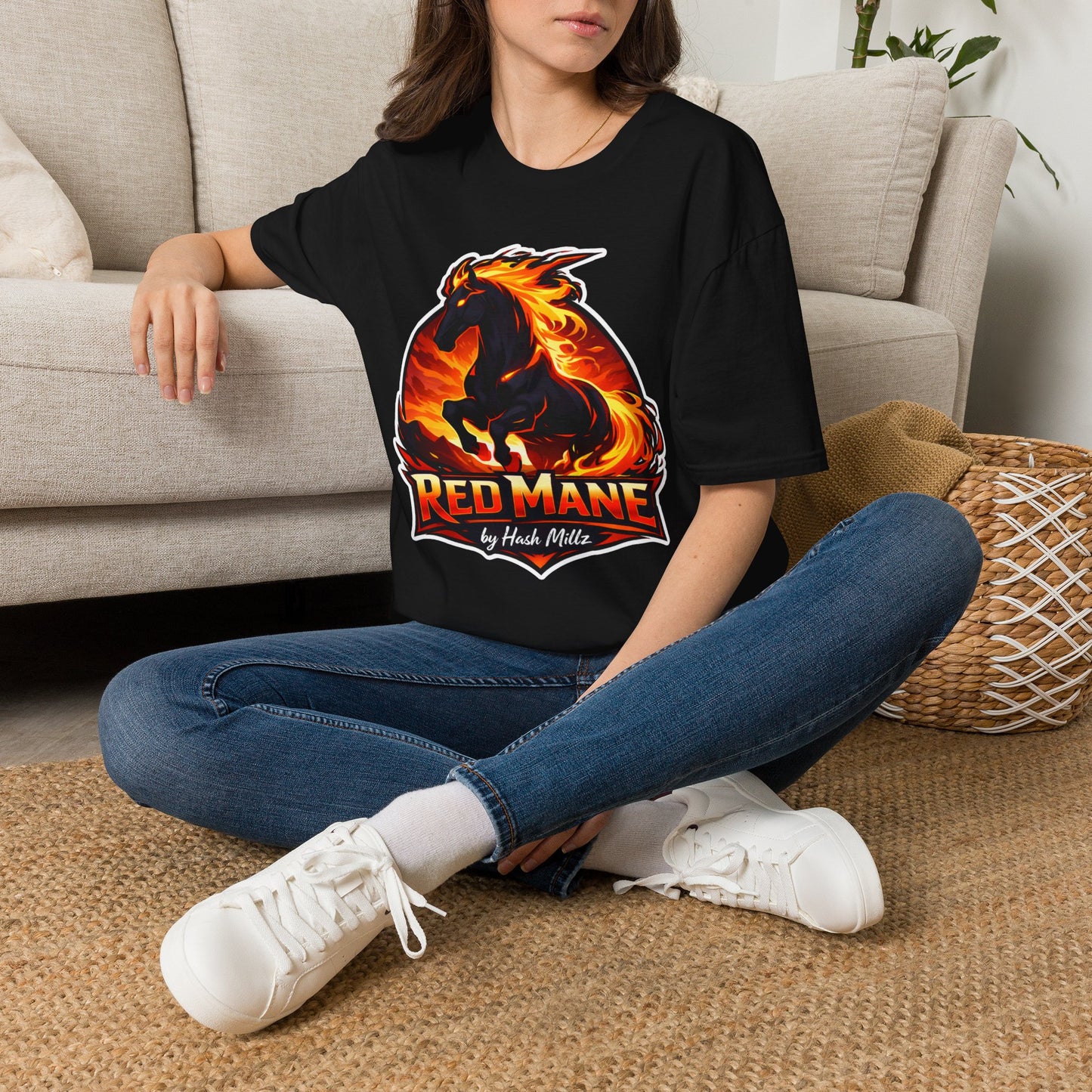 Flaming Stallion T-Shirt — "Red Mane" Graphic Tee