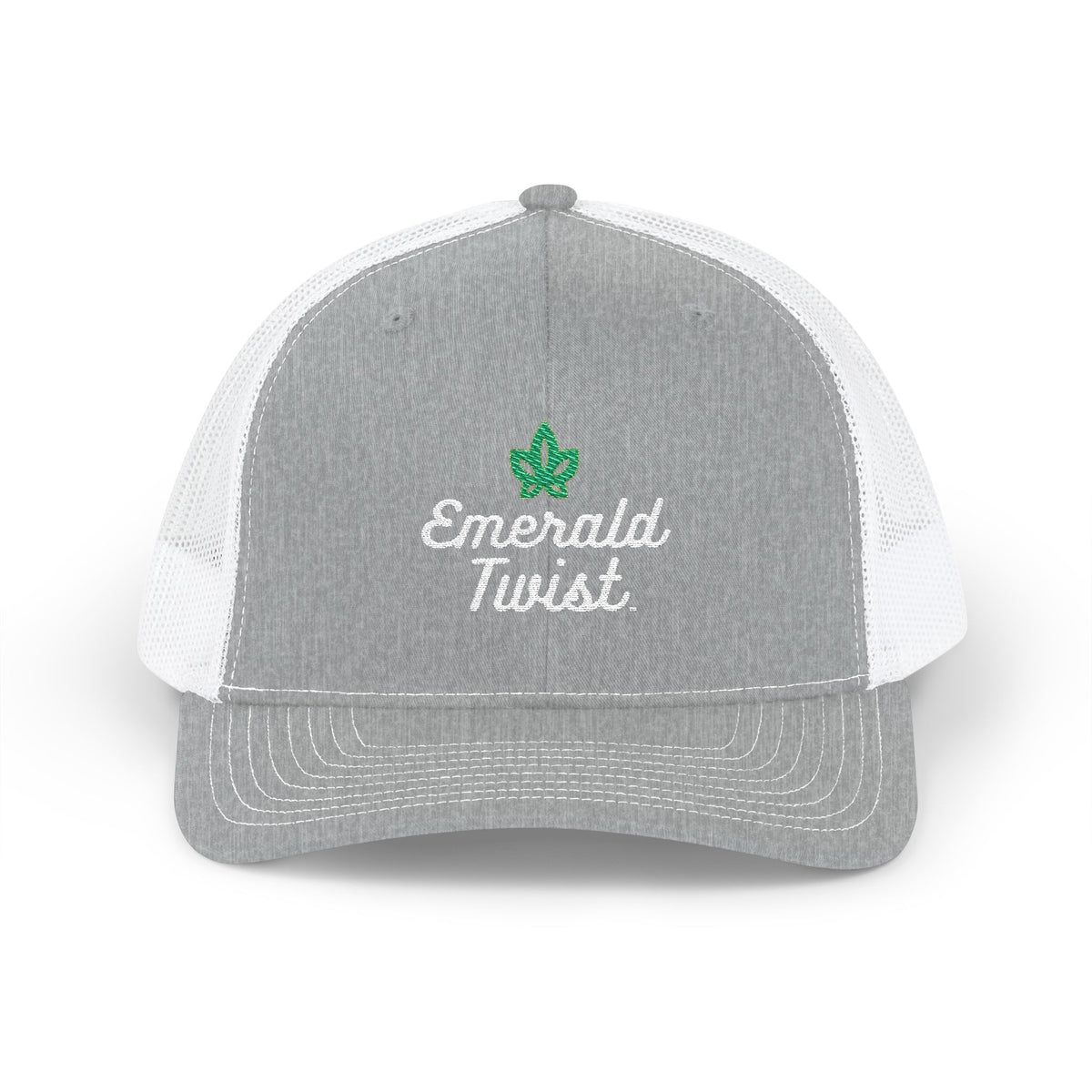 Emerald Twist Trucker Cap – Embroidered Leaf Snapback Hat
