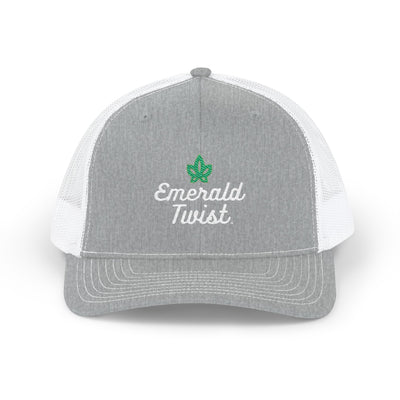 Emerald Twist Trucker Cap – Embroidered Leaf Snapback Hat
