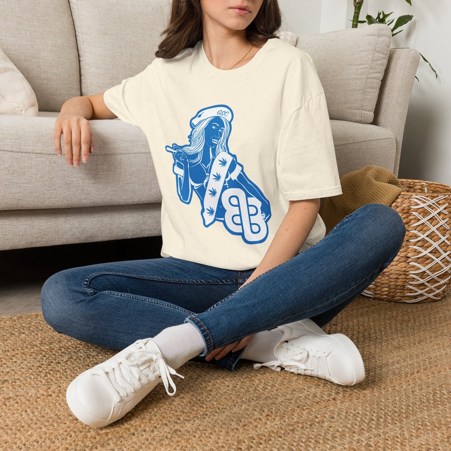 Sailor Babe Graphic T-Shirt — Blue Retro Pinup Tee