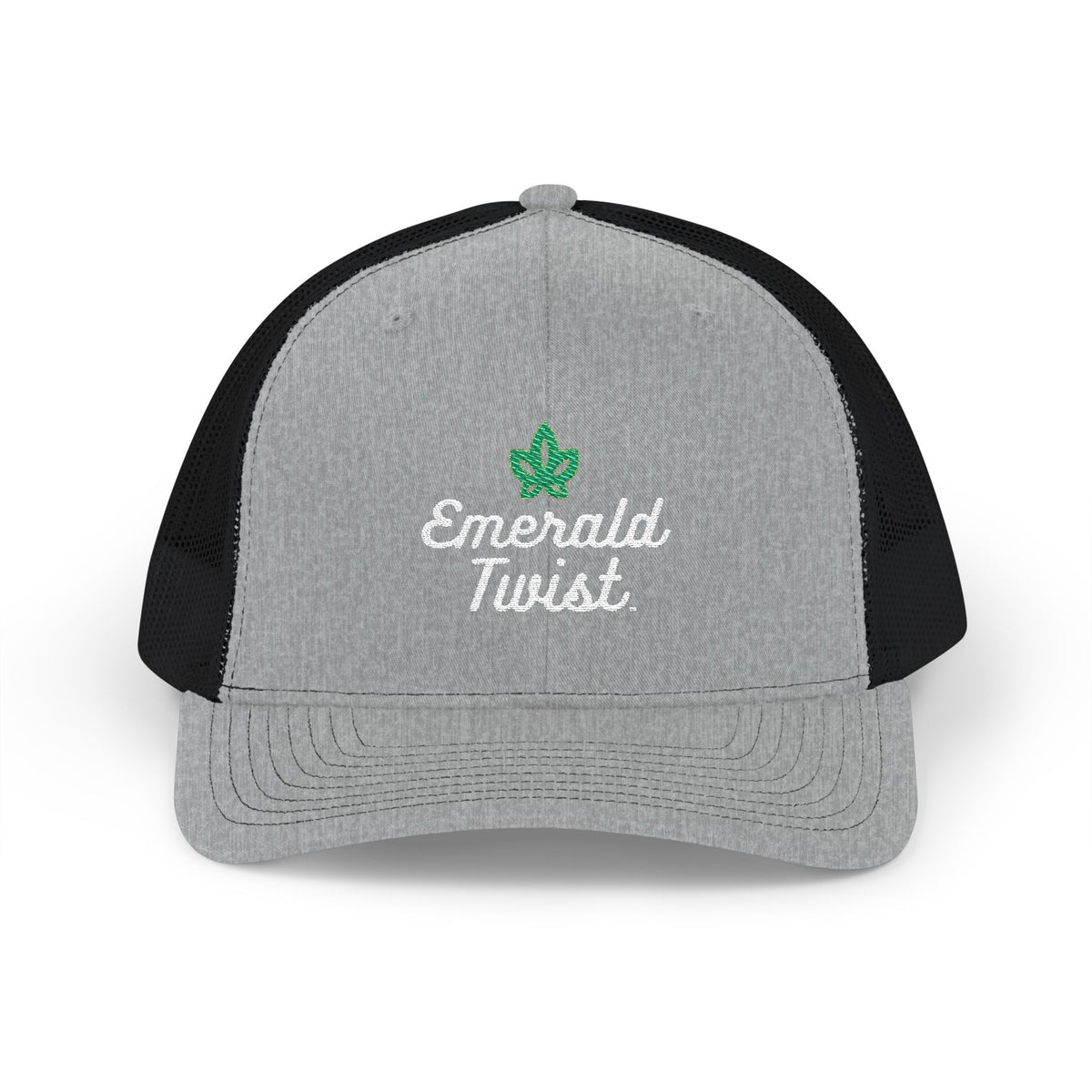 Emerald Twist Trucker Cap – Embroidered Leaf Snapback Hat