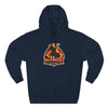 Red Mane Lion Logo Hoodie — Flame Graphic Three-Panel Fleece Hoodie