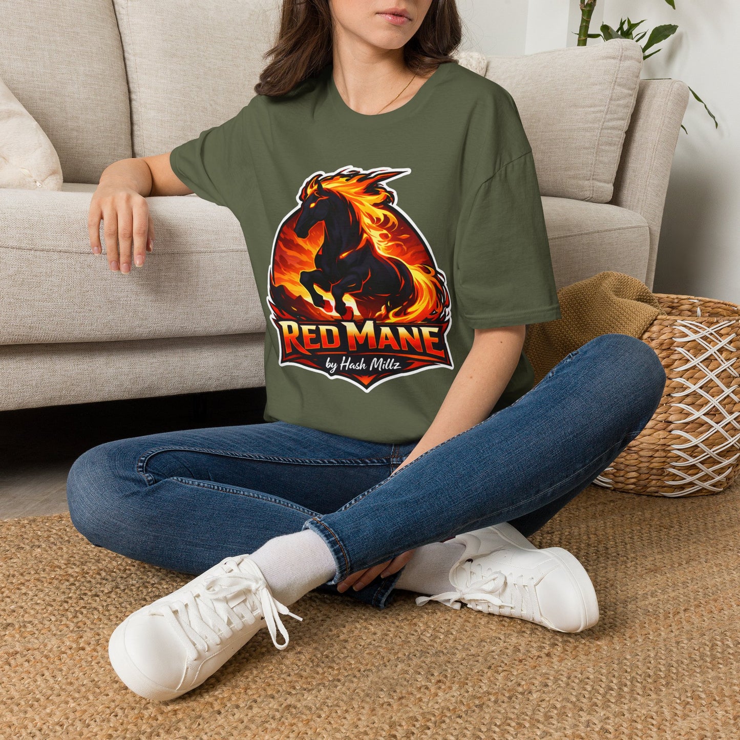 Flaming Stallion T-Shirt — "Red Mane" Graphic Tee