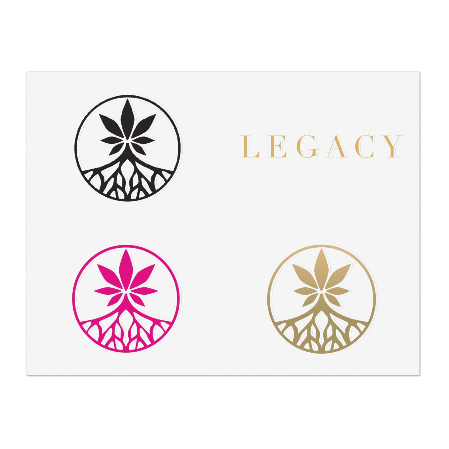 Legacy Sticker Sheet — Decorative Logo Stickers (Pink, Gold, Black)