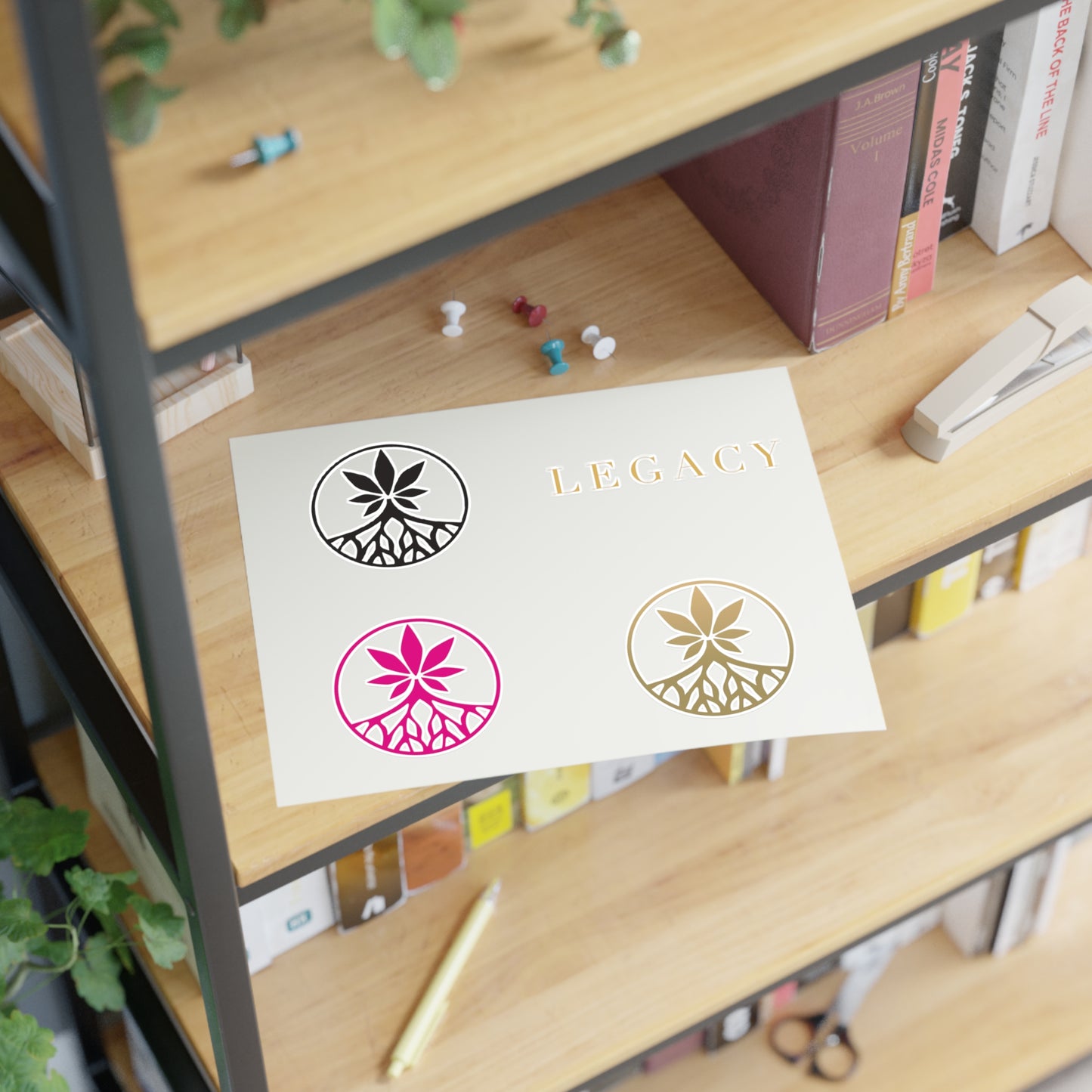 Legacy Sticker Sheet — Decorative Logo Stickers (Pink, Gold, Black)