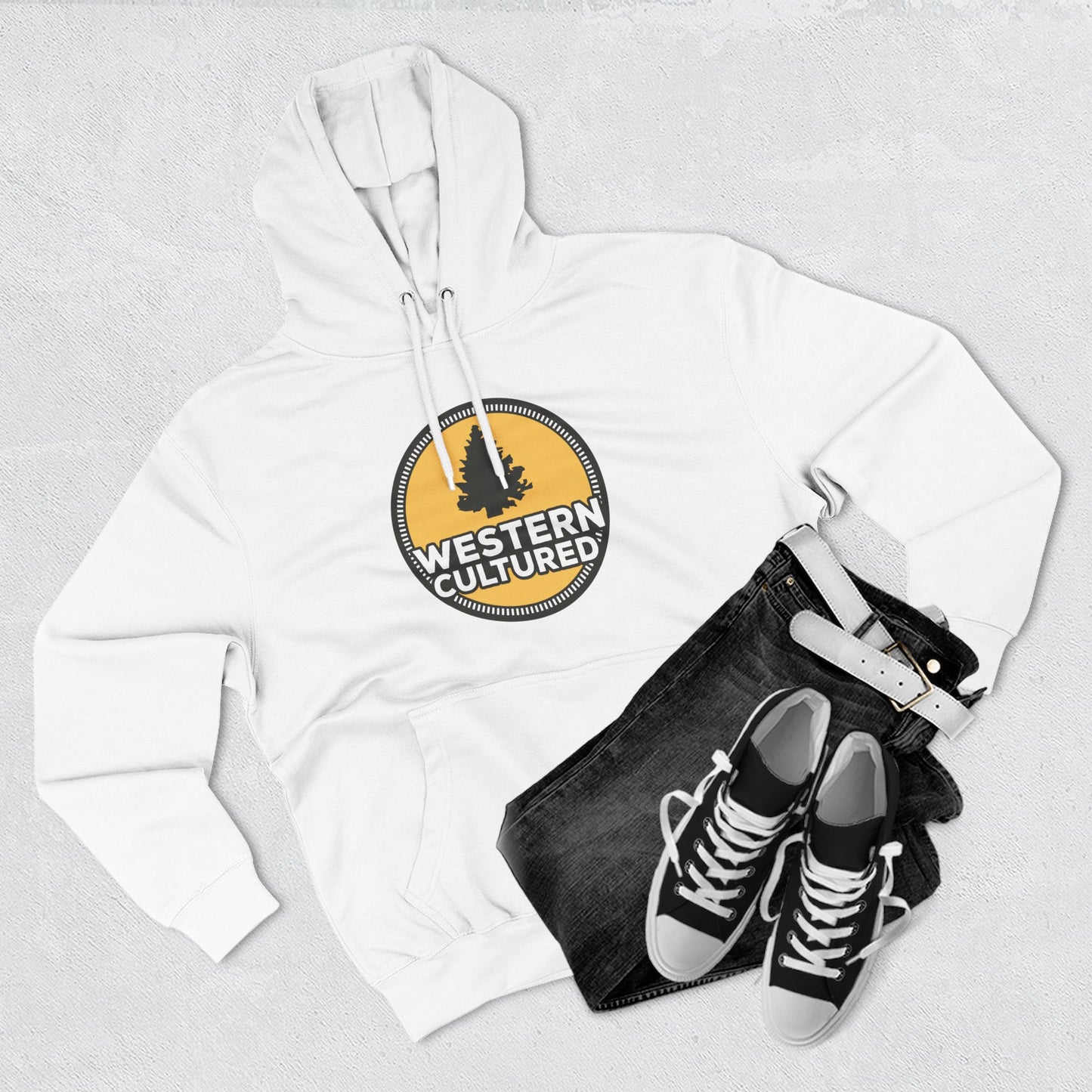 Western Cultured Hoodie — Retro Mountain Logo Pullover