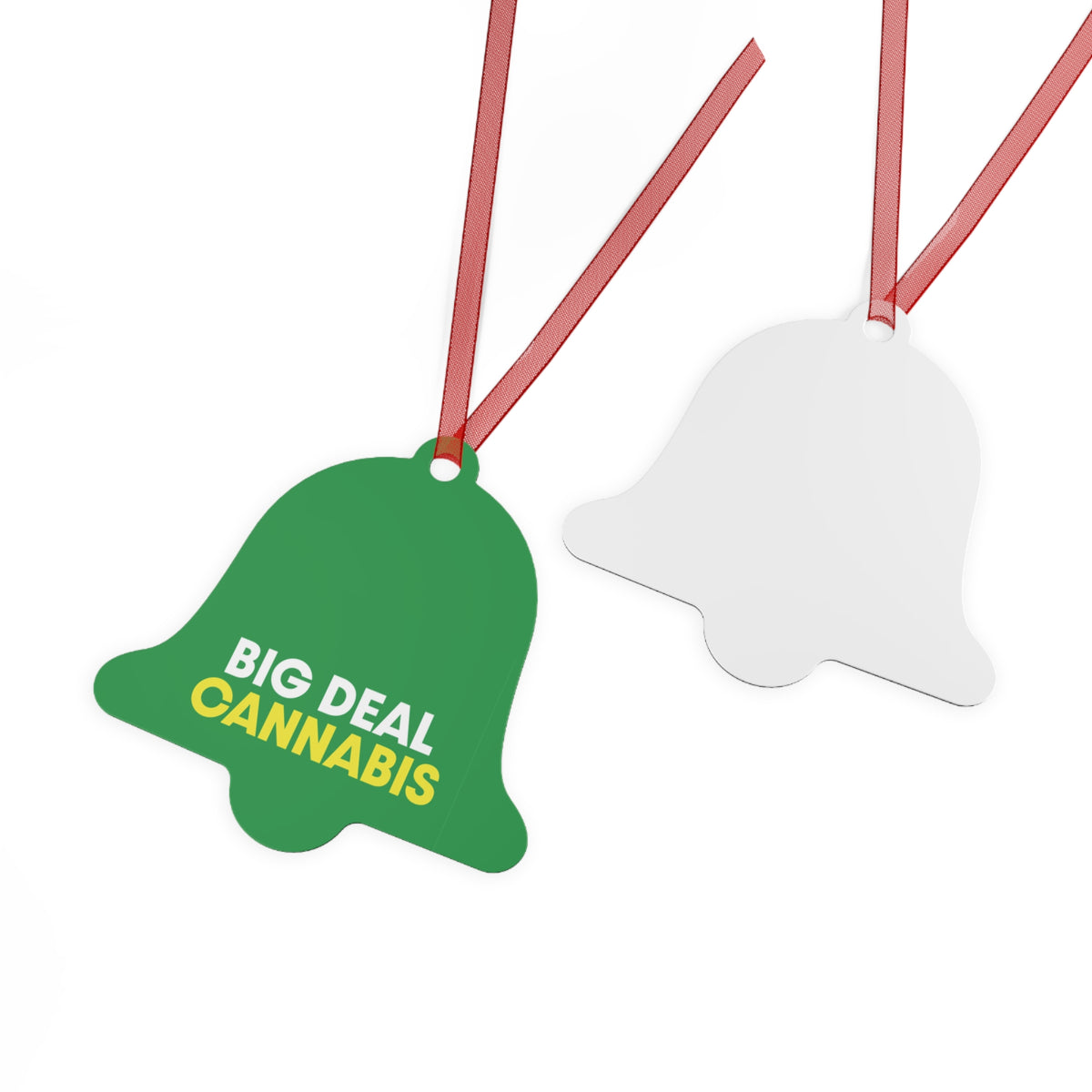 Metal Ornament – "Big Deal Cannabis" Green Bell Holiday Decoration