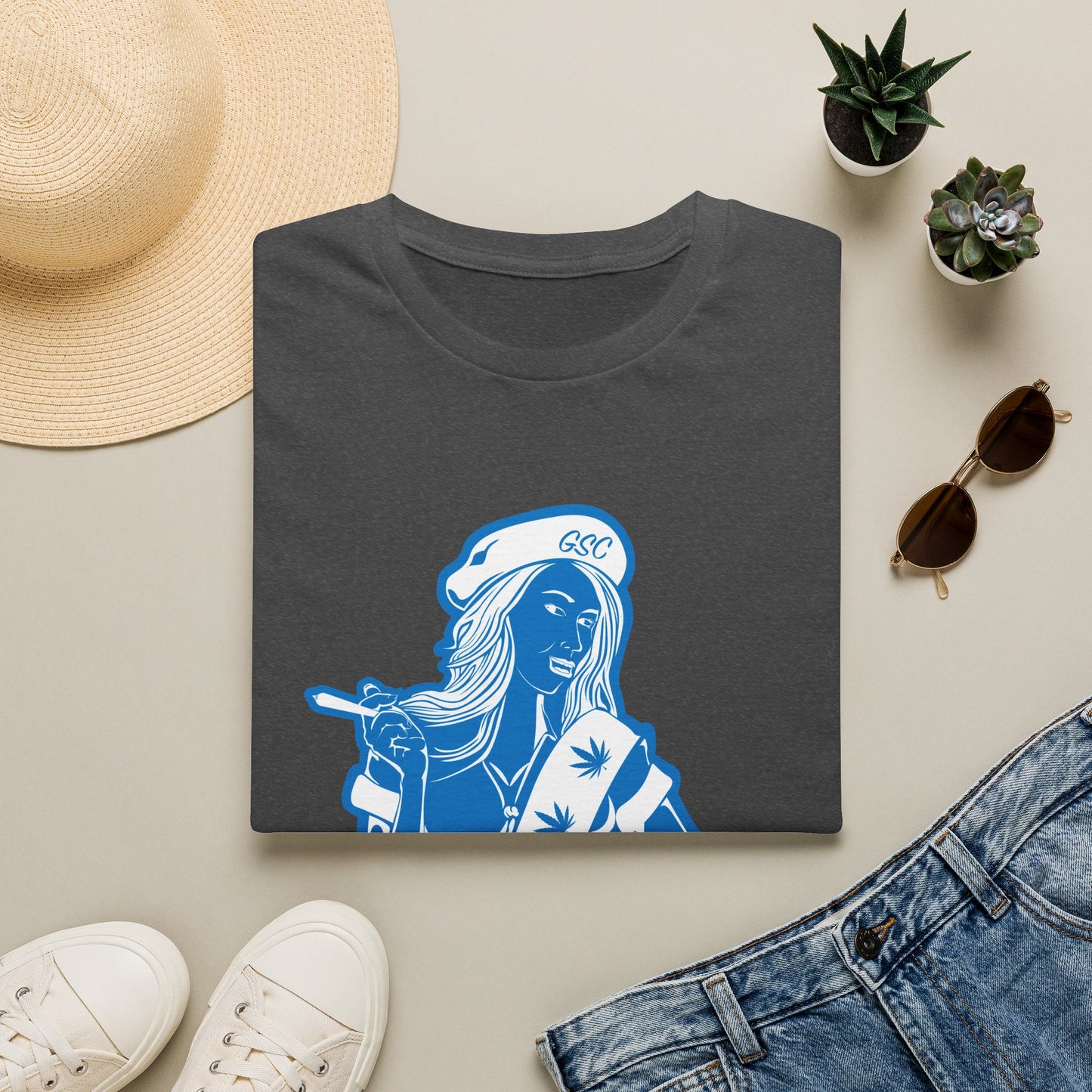 Sailor Babe Graphic T-Shirt — Blue Retro Pinup Tee