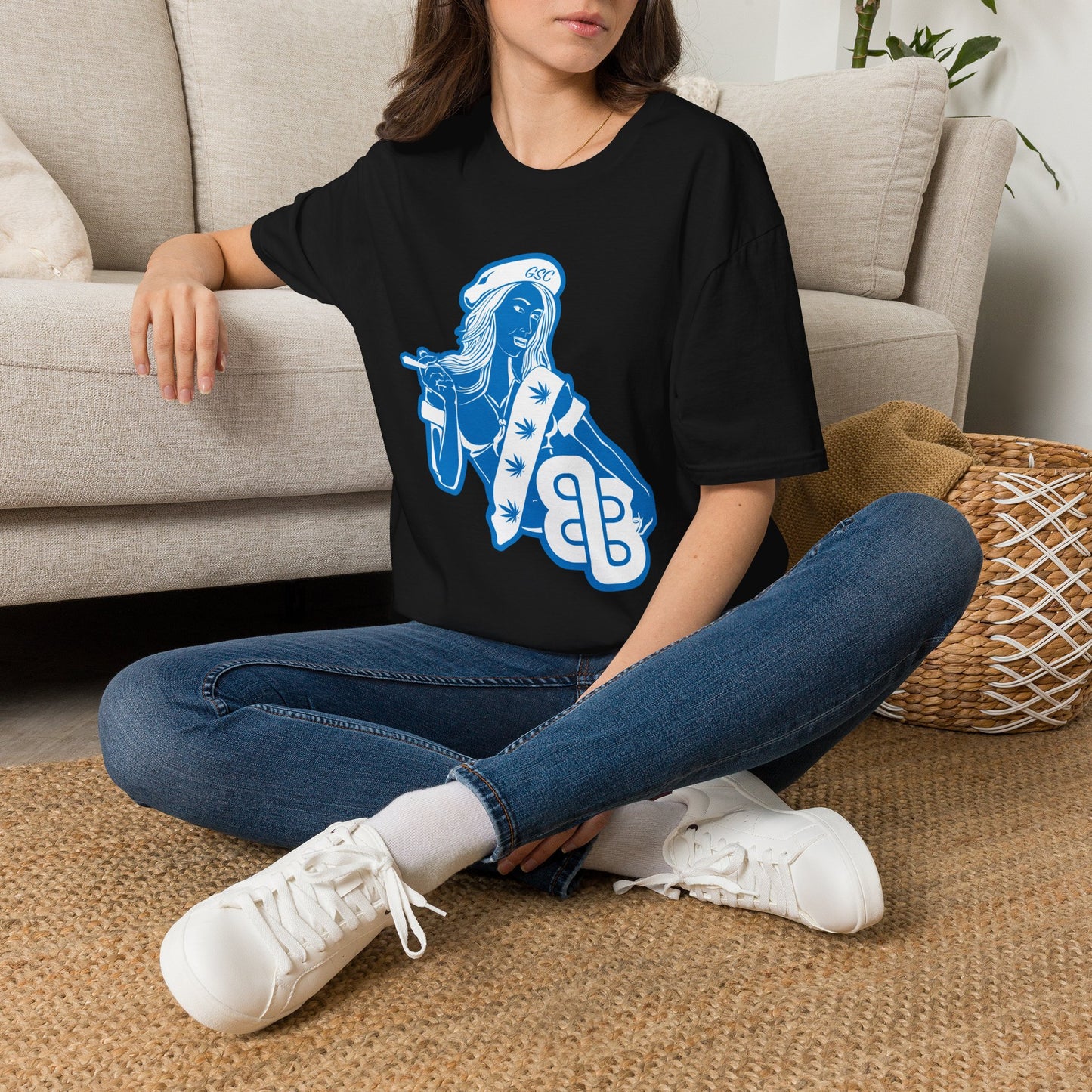 Sailor Babe Graphic T-Shirt — Blue Retro Pinup Tee