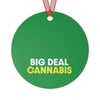 Metal Ornament – "Big Deal Cannabis" Green Bell Holiday Decoration