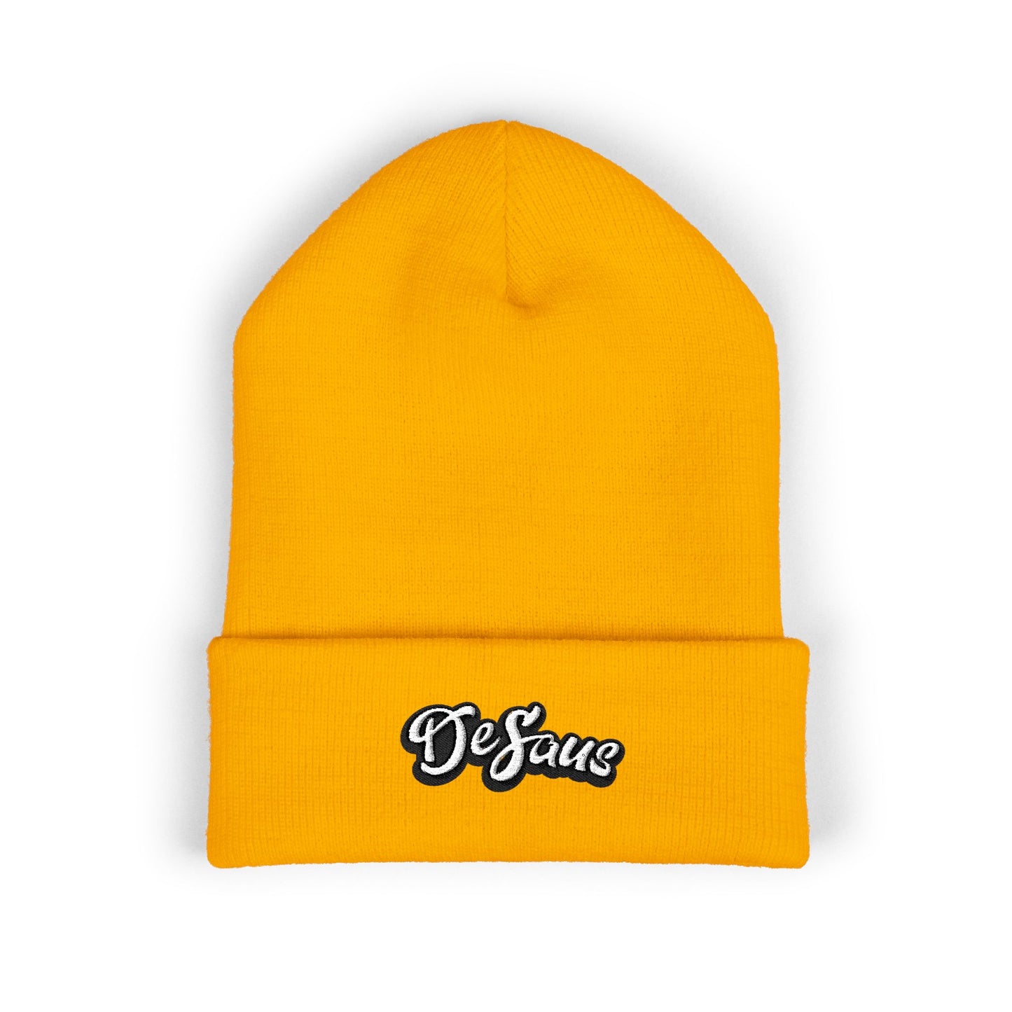 Embroidered 'DeSaus' Cuffed Beanie — Classic Knit Winter Hat