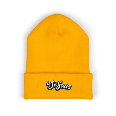 Embroidered 'DeSaus' Cuffed Beanie — Classic Knit Winter Hat