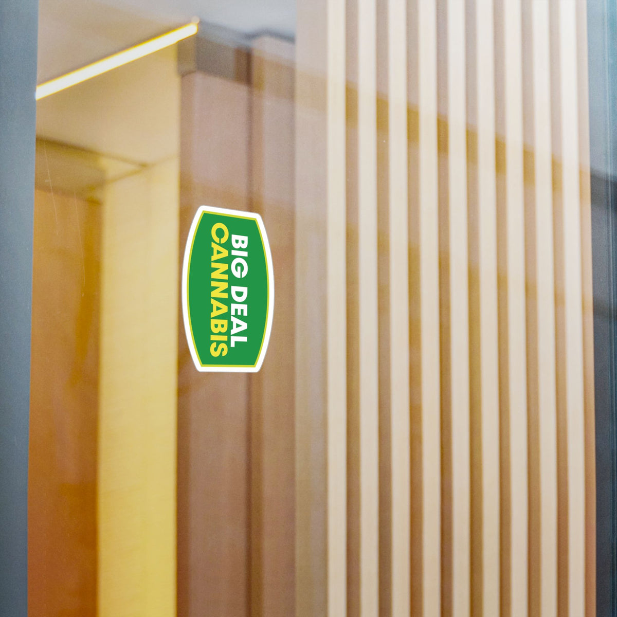 Big Deal Cannabis Sticker — Kiss-Cut Vinyl Decal (Green & Yellow)