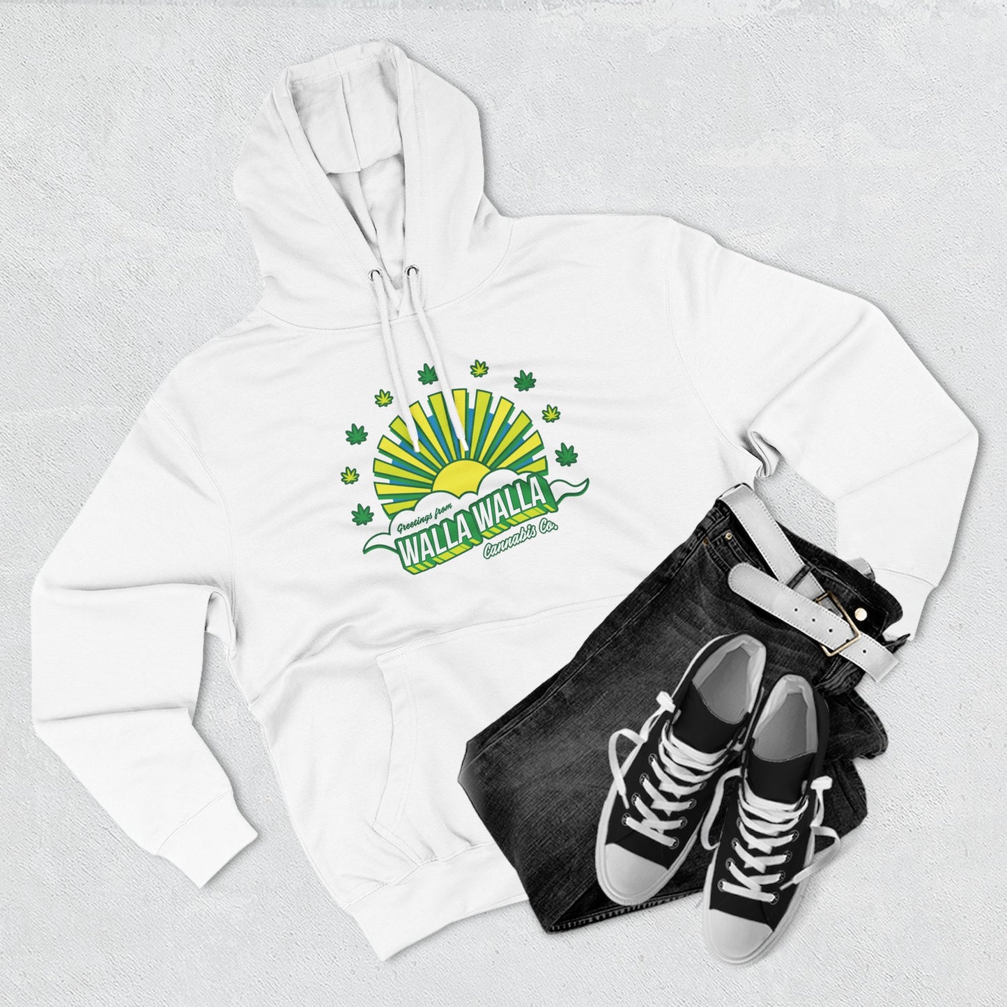 Walla Walla Sunrise Hoodie — Retro Sunburst Design