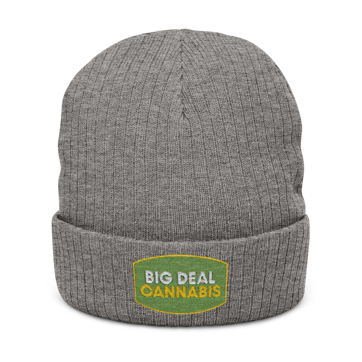 Embroidered 'Big Deal Cannabis' Ribbed Knit Beanie — Cozy Winter Cannabis Hat