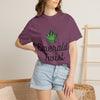 Emerald Twist T-Shirt — Retro Script Tee with Green Leaf Logo