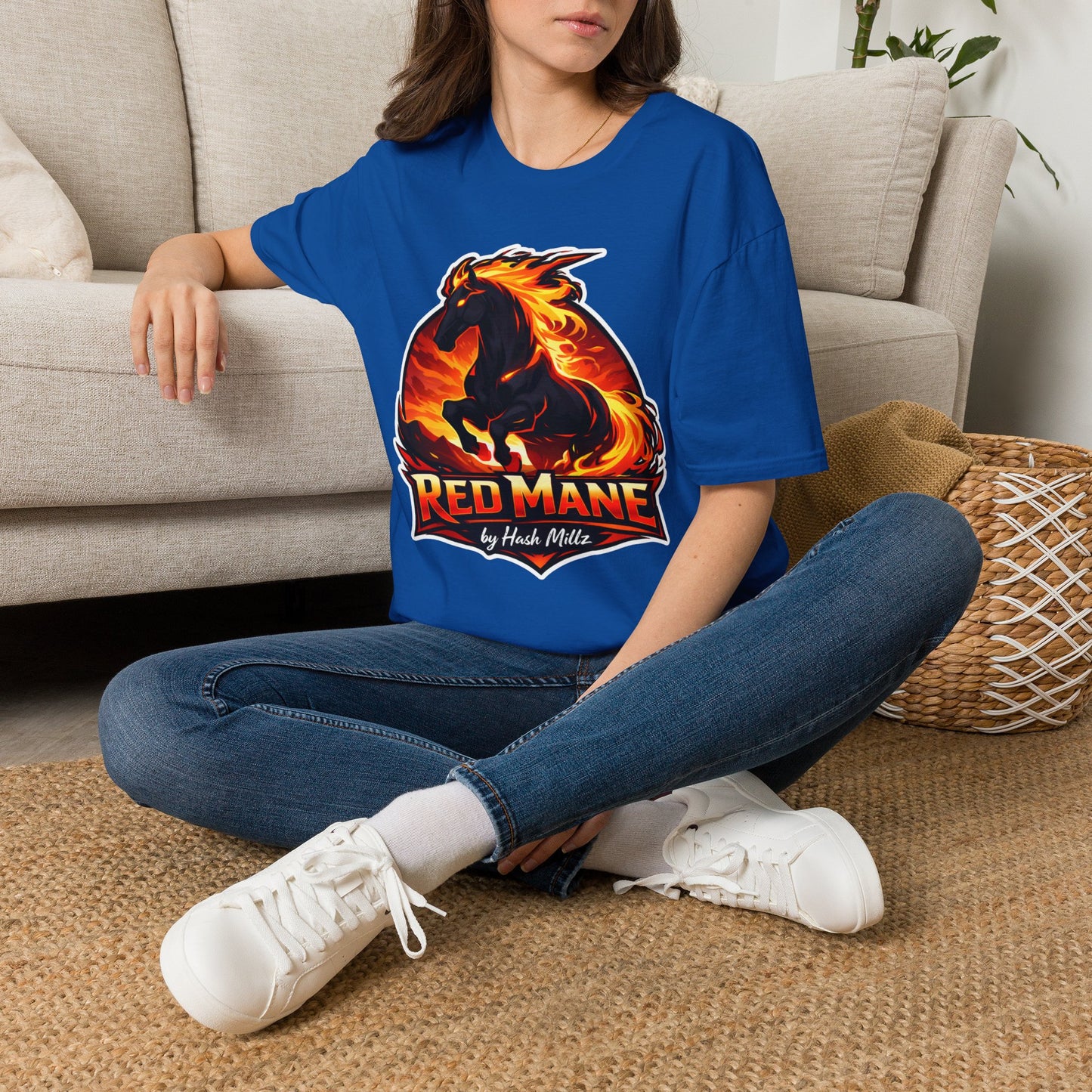Flaming Stallion T-Shirt — "Red Mane" Graphic Tee