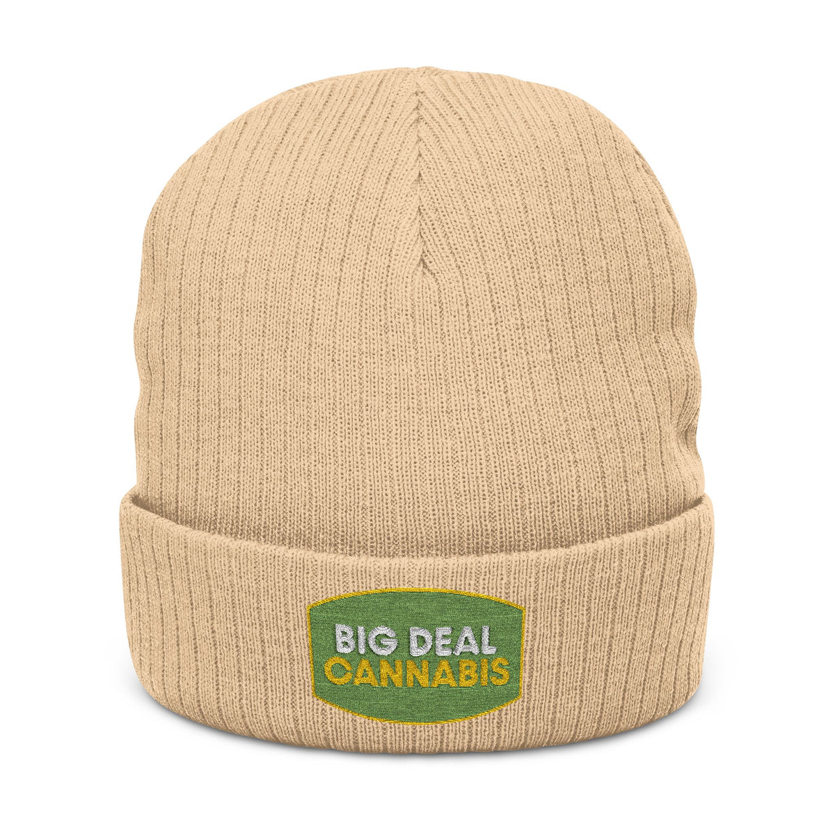 Embroidered 'Big Deal Cannabis' Ribbed Knit Beanie — Cozy Winter Cannabis Hat